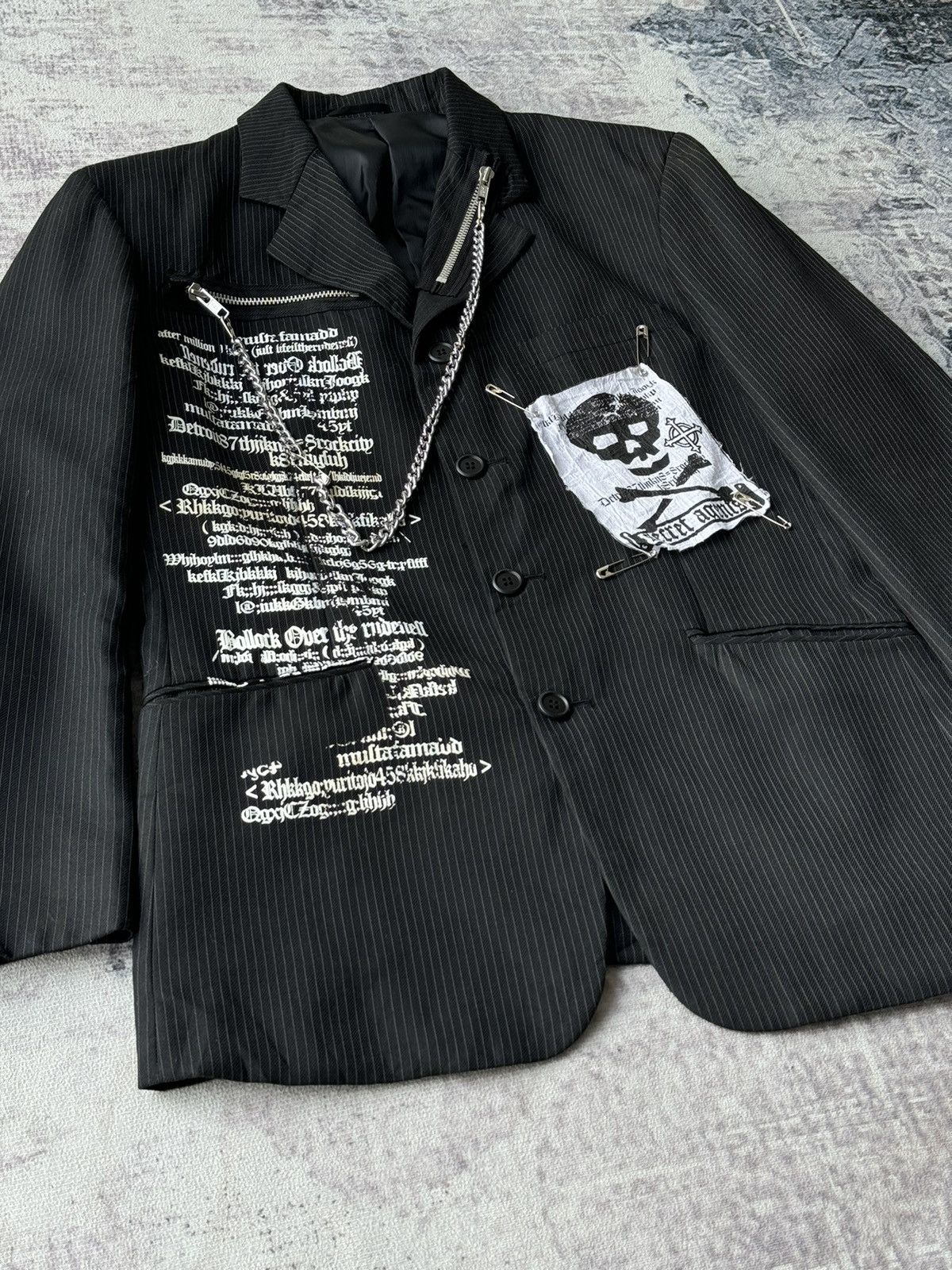 Japanese Brand Secret Agent Punk Chains Pins Riot Poem Blazer Jacket Size US M / EU 48-50 / 2 - 3 Thumbnail
