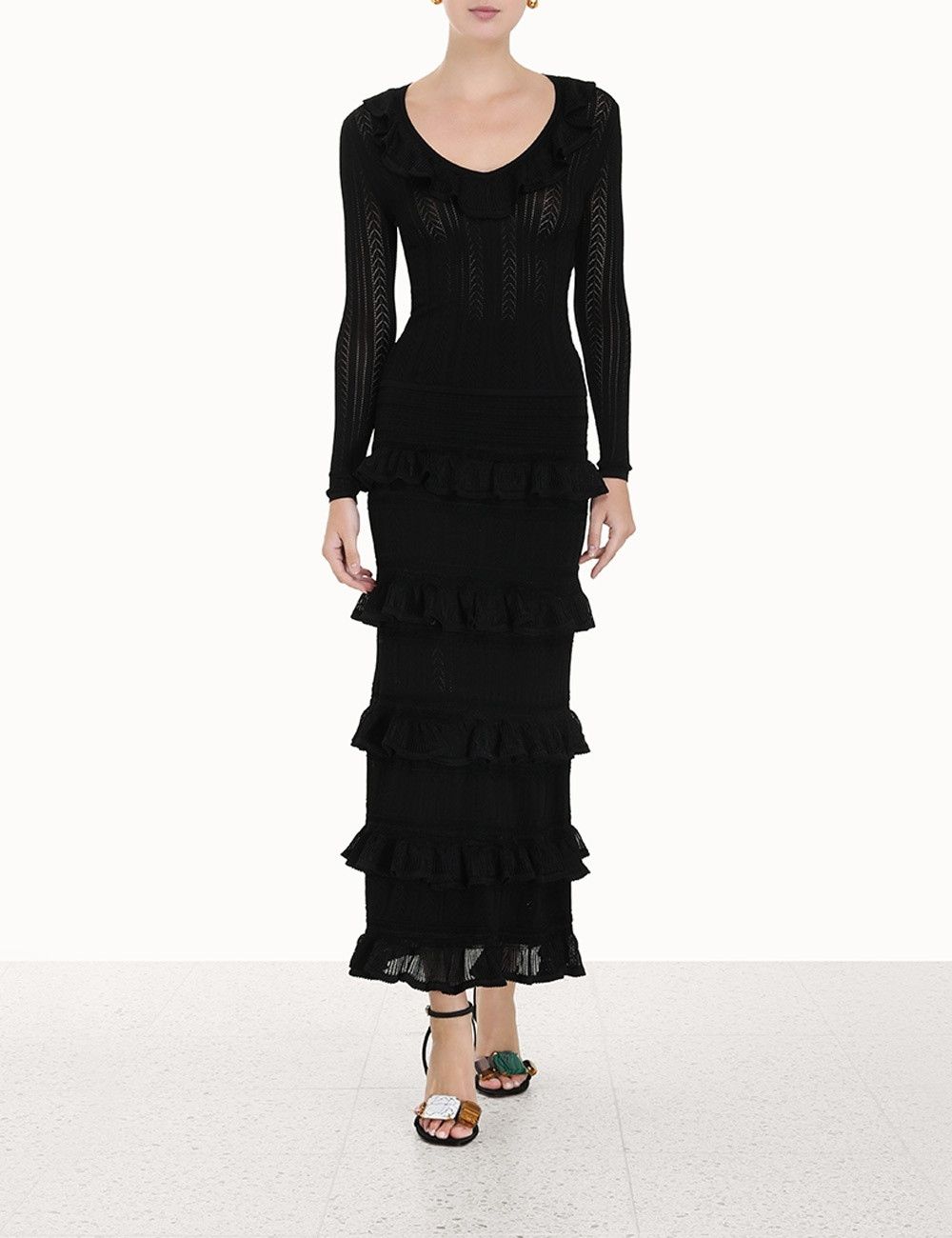 Zimmermann oc11z0425 Luminosity V-Neck Ruffle Top in Black Size L / US 10 / IT 46 - 2 Thumbnail