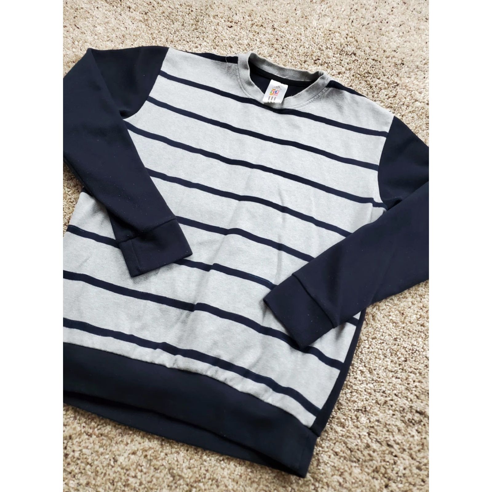 Adidas VINTAGE Adidas Sweater Mens Medium Striped Crewneck Pullover Long Sleeve Gray Knit Cotton Spandex Regular Casual Mens Size US M / EU 48-50 / 2 - 2 Thumbnail