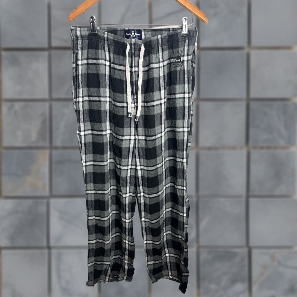 Psycho Bunny Psycho Bunny Pajama Pants Mens Large Black Plaid Lounge Bottoms Pockets 6370 Size US 33 - 1 Thumbnail