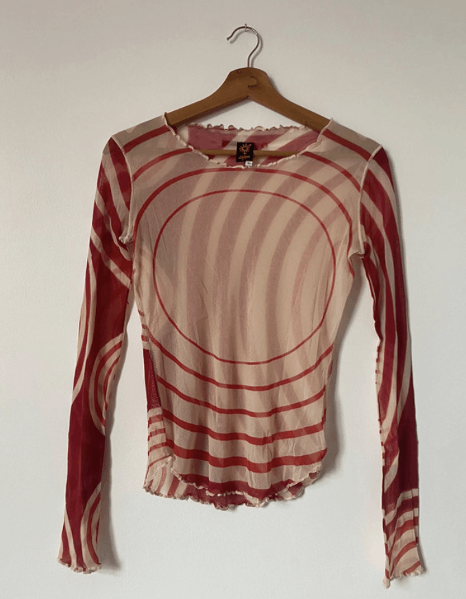 Jean Paul Gaultier × Vintage Jean Paul Gaultier Mesh Top Tattoo Blood Drip Shirt EX0075 Size L / US 10 / IT 46 - 1 Thumbnail