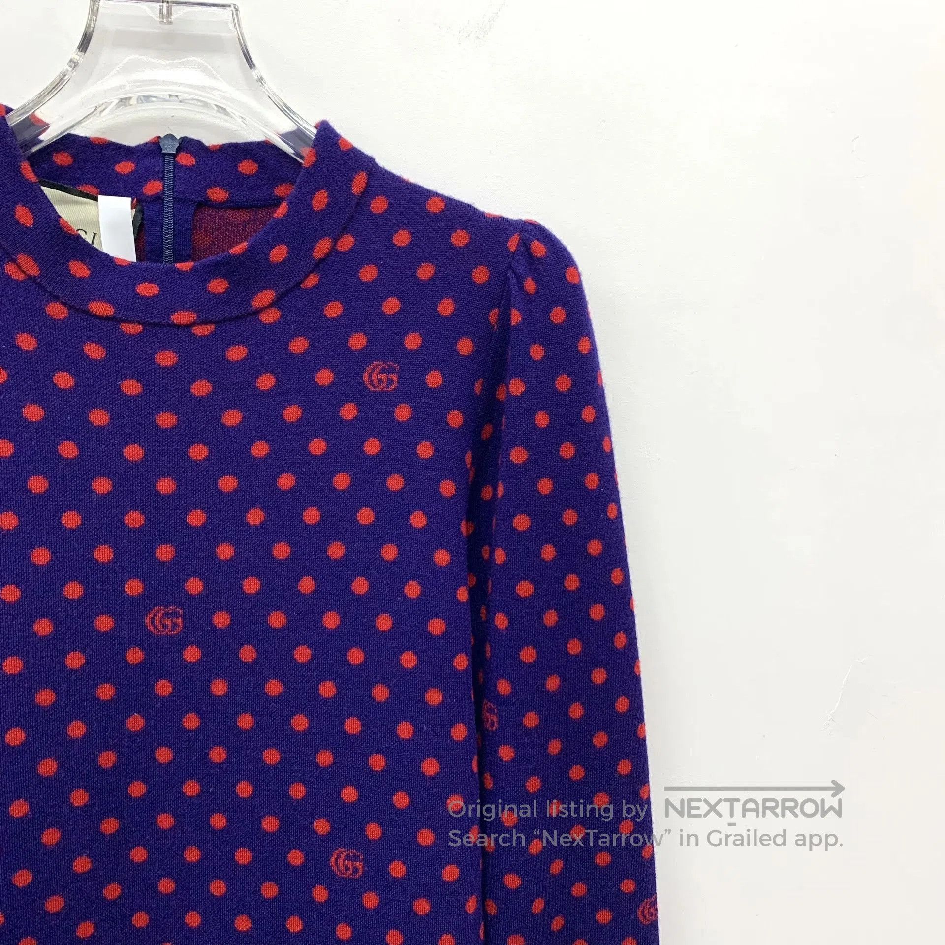 Gucci Gucci Purple Polka Dot Wool Dress. Size S / US 4 / IT 40 - 3 Thumbnail