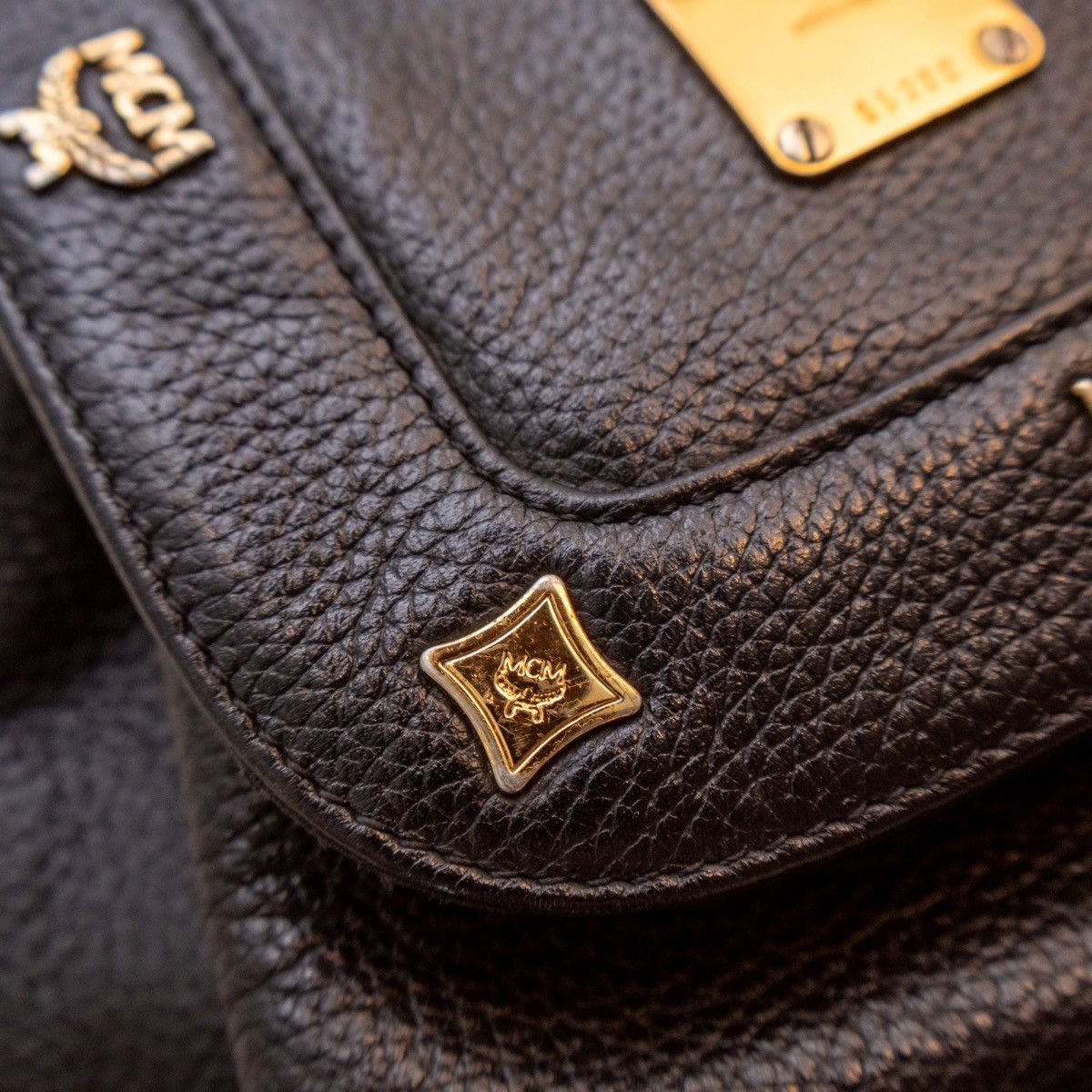 MCM × Vintage Vintage Authentic MCM Black Leather Backpack Germany Medium Size ONE SIZE - 10 Thumbnail