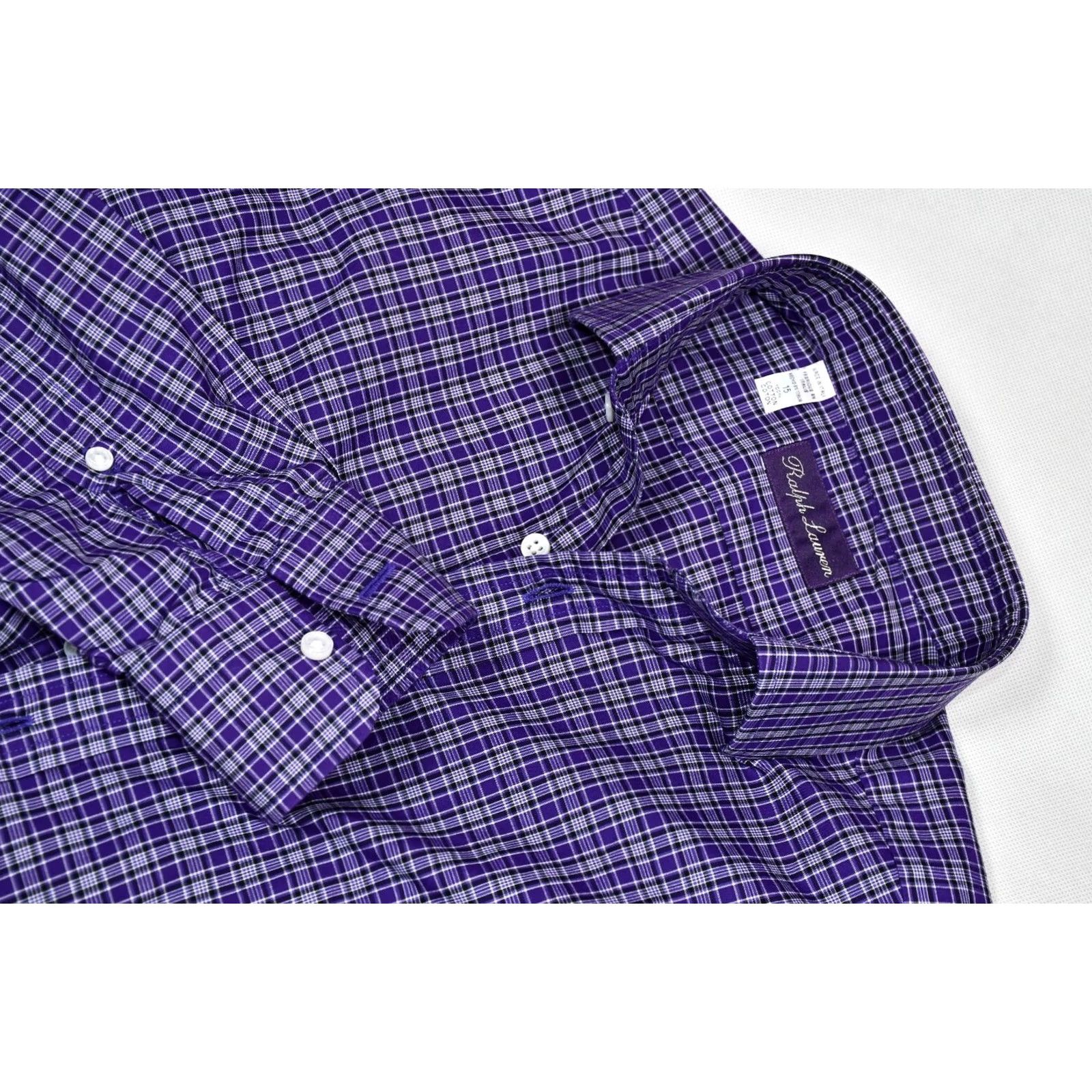 Ralph Lauren Purple Label Ralph Lauren Purple Label Purple Check Shirt Men's 15 Regular 100% Cotton, Redefine: Purple Label Shirt for Men Size US M / EU 48-50 / 2 - 7 Thumbnail