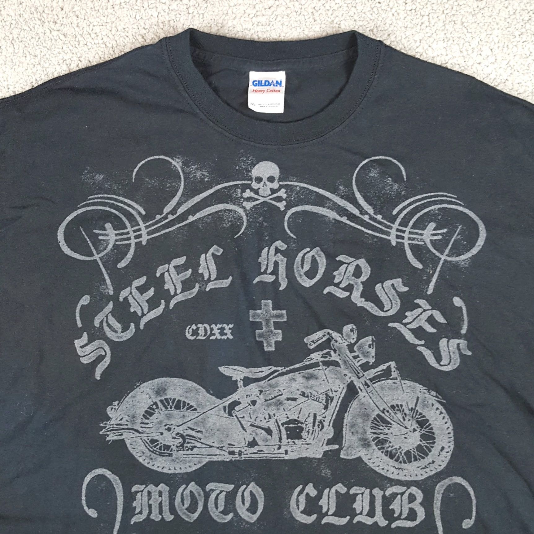 Gildan VINTAGE Gildan 2000s Biker Skull Cross T-Shirt Sz 2XL Black Y2K Motorcycle Mens Size US XXL / EU 58 / 5 - 2 Thumbnail