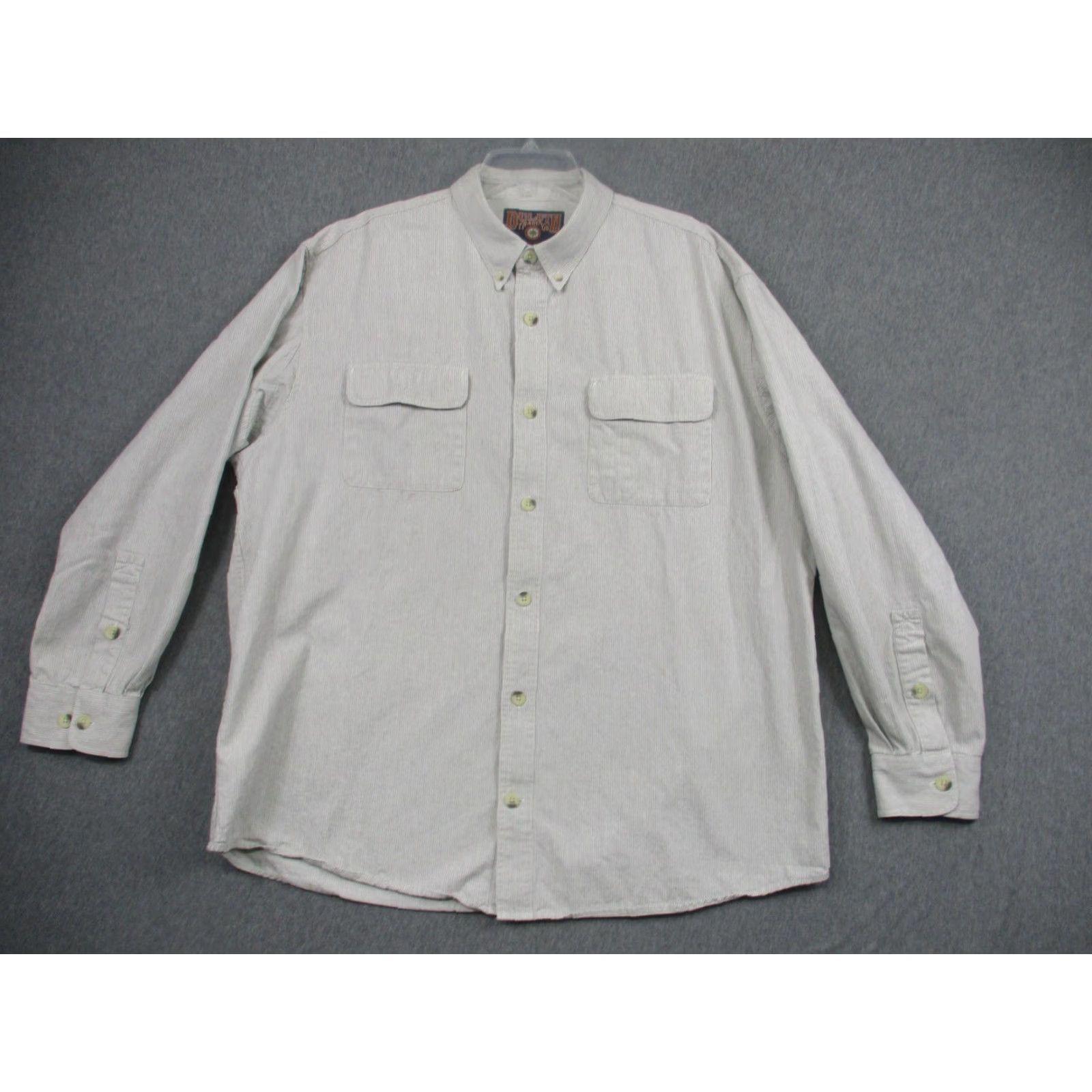 Duluth Trading Company Duluth Trading Shirt Mens XL Gray Stripe Button Down Workwear Long Sleeve Cotton Size US XL / EU 56 / 4 - 2 Thumbnail