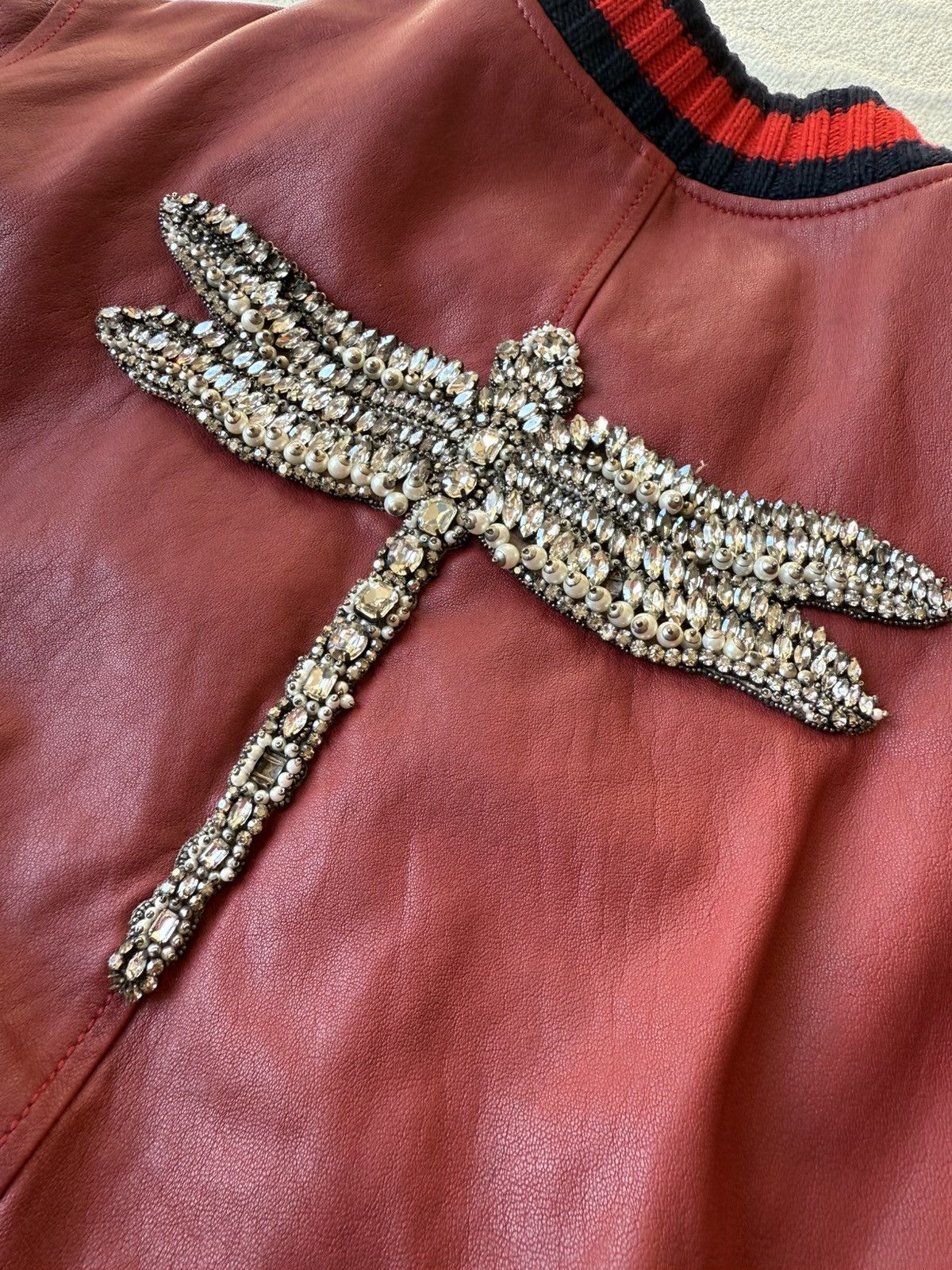 Gucci Gucci Red Leather Firefly Jacket – Pre-Fall 2016 Size M / US 6-8 / IT 42-44 - 13 Thumbnail