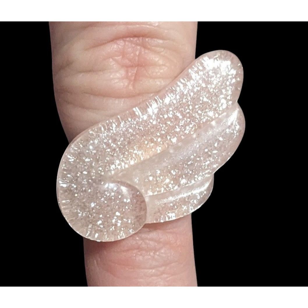 Other Coquette Pastel Pink Glitter Adjustable Angel Wing Ring Size Size ONE SIZE - 5 Thumbnail