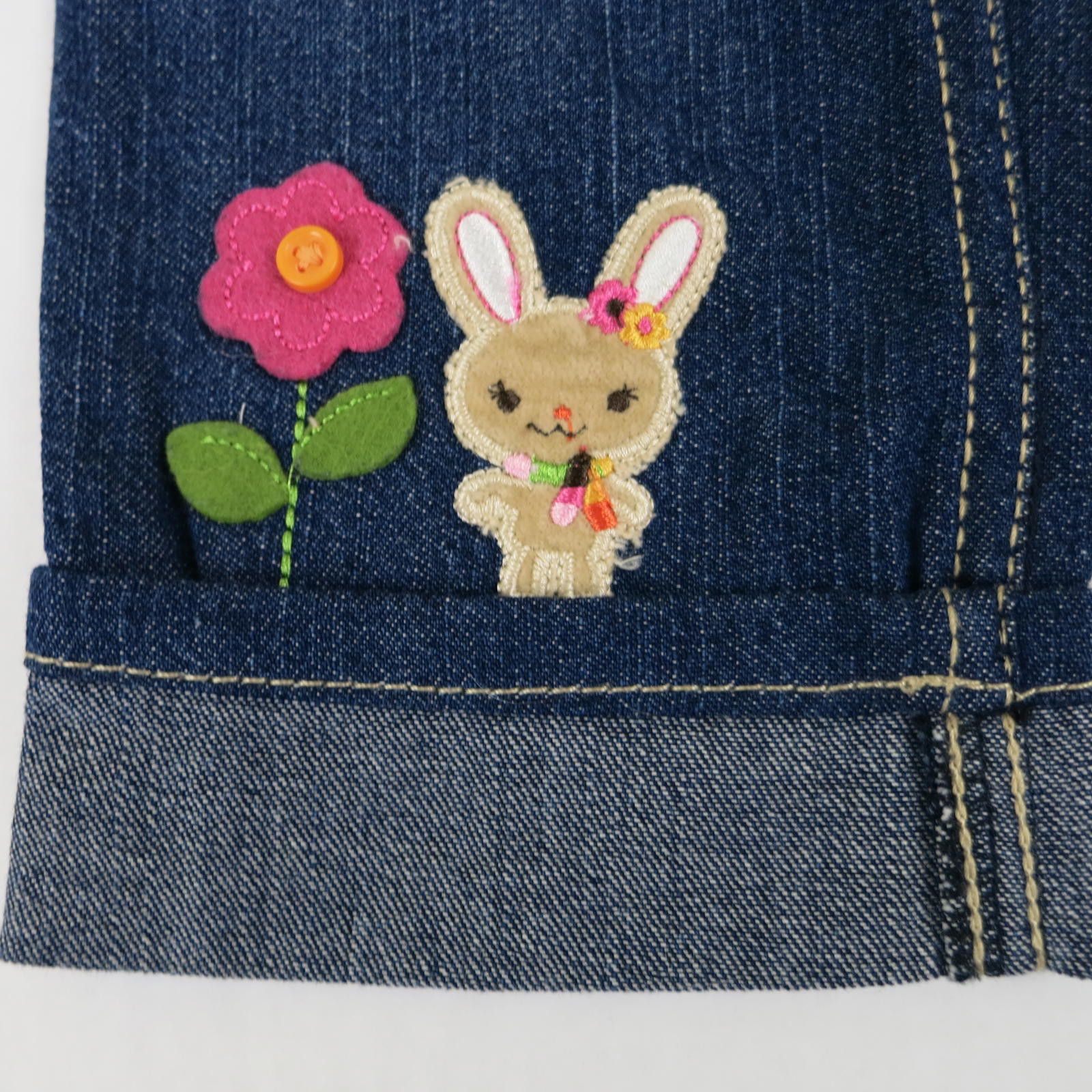 Other Gymboree 2T Blue Denim Jeans with Bunny and Flower Appliqué Size 24" / US 00 / IT 34 - 2 Thumbnail
