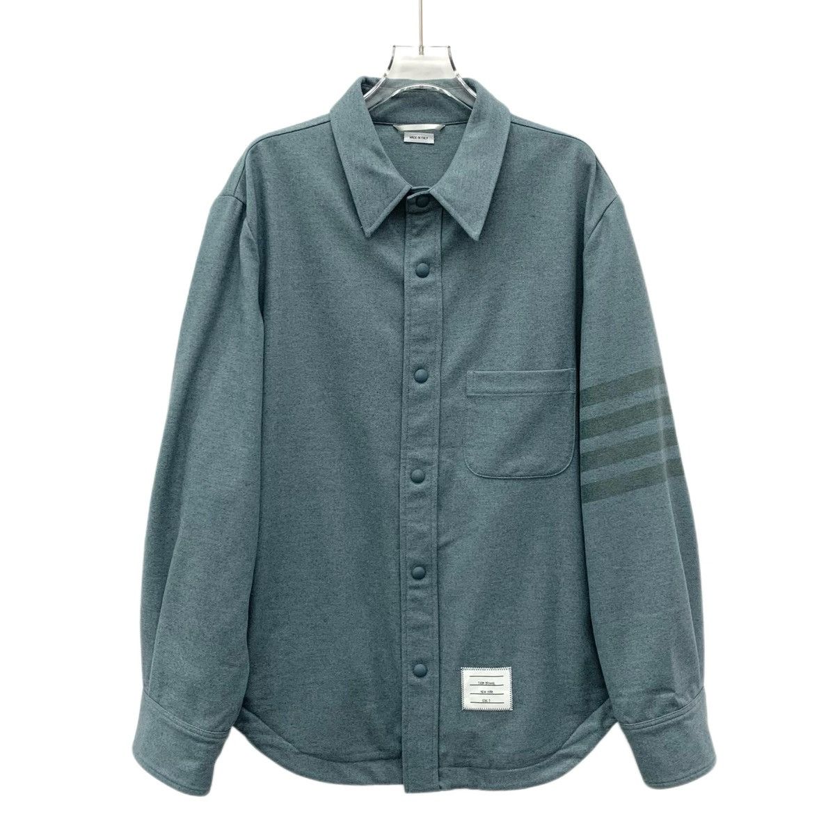 Thom Browne THOM BROWNE Blue Classic Four Bar Wool Shirt Size US M / EU 48-50 / 2 - 1 Thumbnail