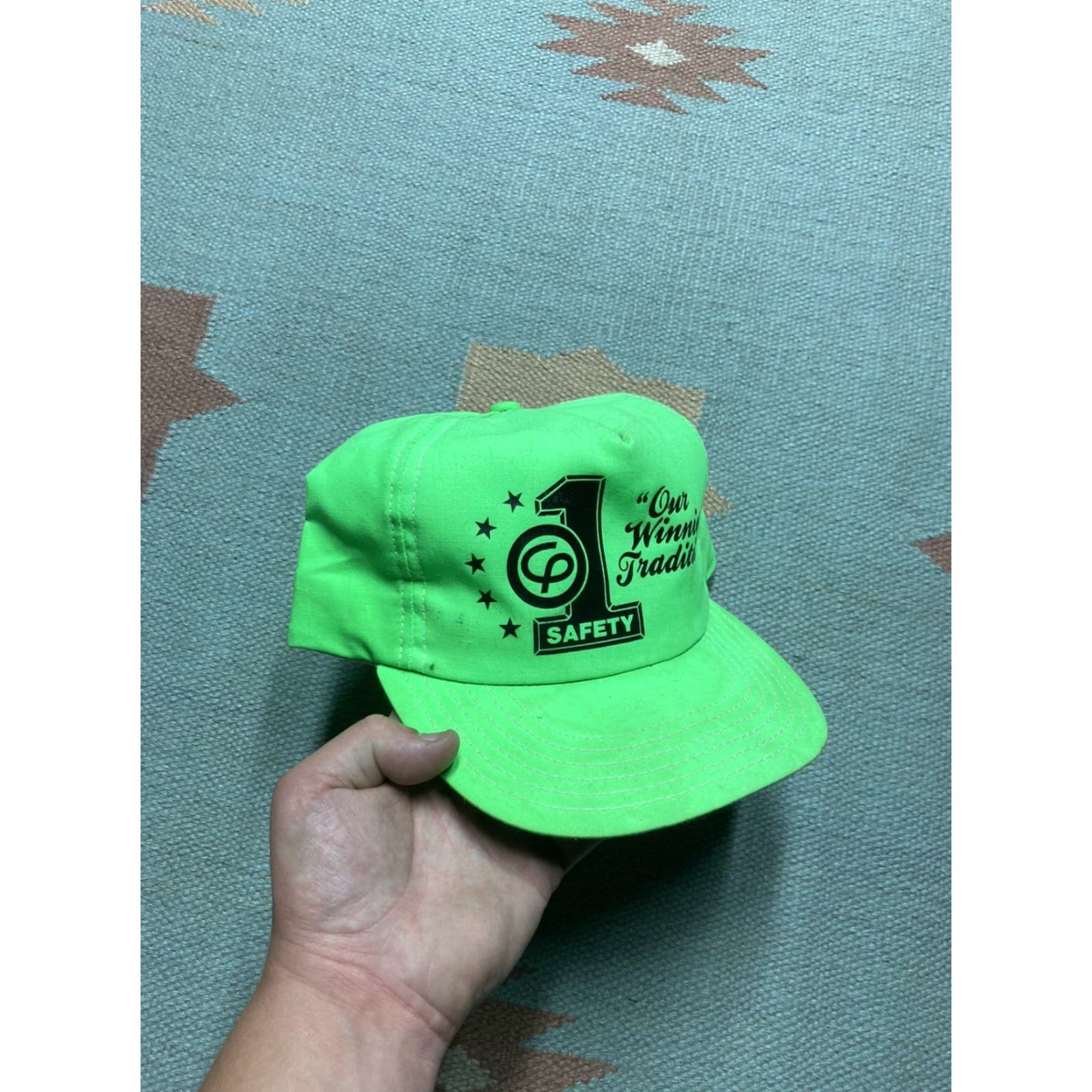 Vintage VINTAGE 90s SnapBack Hat Cap Winning Tradition Safety #1 USA Made Neon Green Mens Adjustable Green USA Snapback Hat Size ONE SIZE - 2 Thumbnail