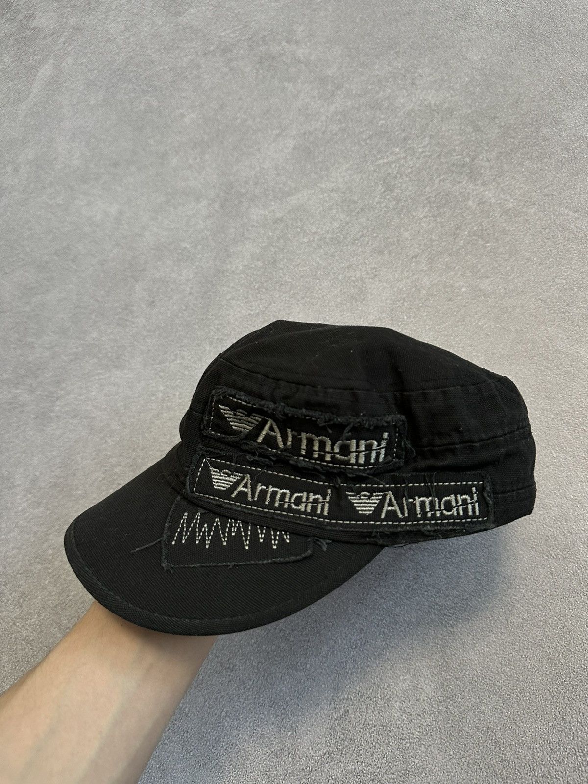 Giorgio Armani Vintage Giorgio Armani Y2K Cap Hat Avant-Garde distressed Size ONE SIZE - 3 Thumbnail