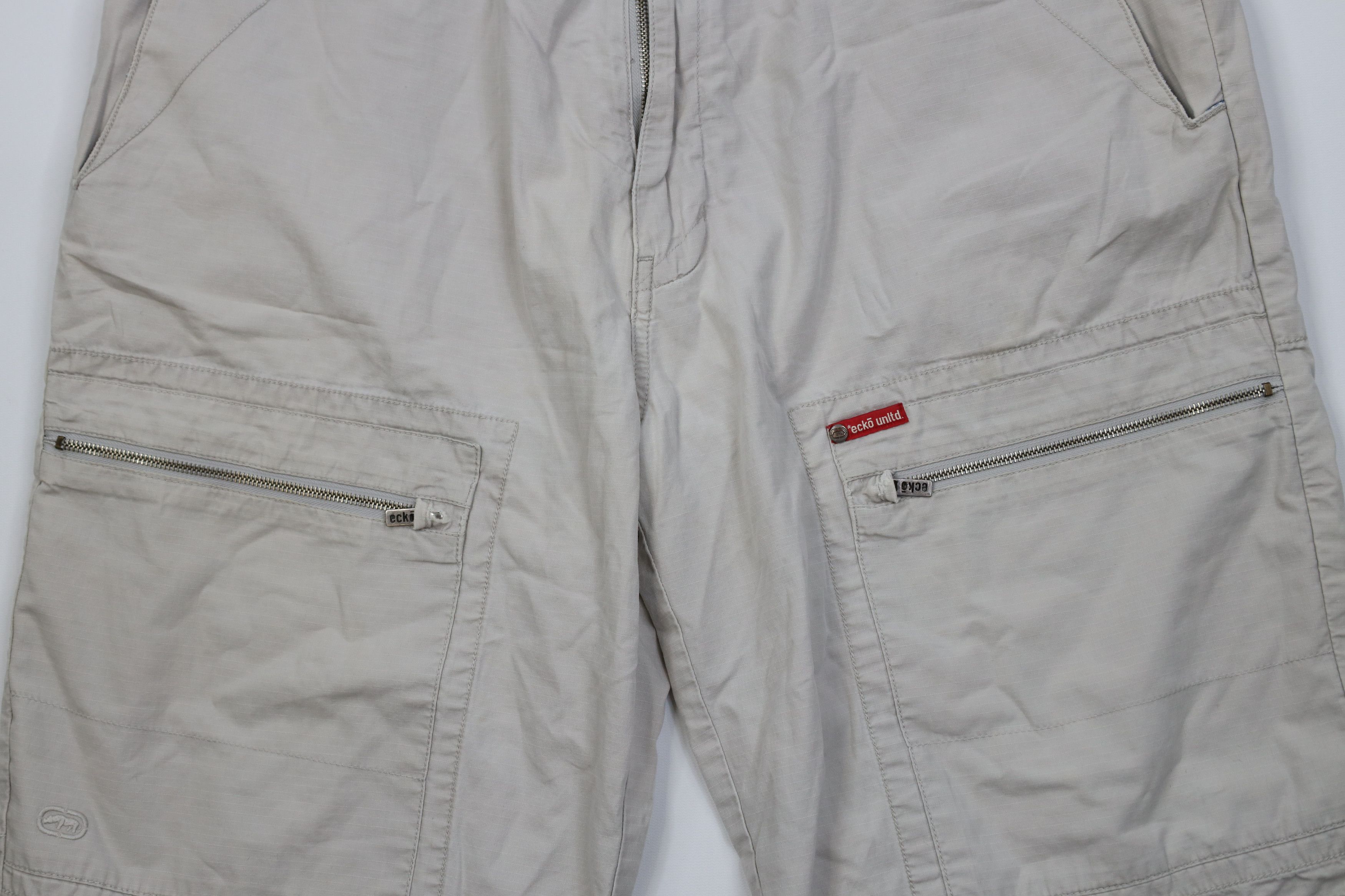 Ecko Unltd. Vintage 90s Y2K Ecko Baggy Ripstop Cargo Shorts Beige Cotton Size US 38 / EU 54 - 3 Thumbnail