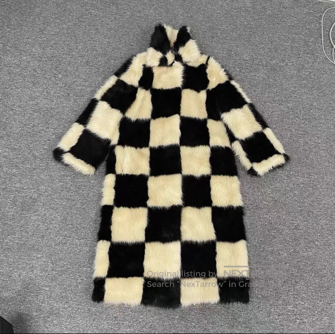STAND STUDIO Stand Studio Checkered Eco Fur Coat. Size M / US 6-8 / IT 42-44 - 1 Thumbnail