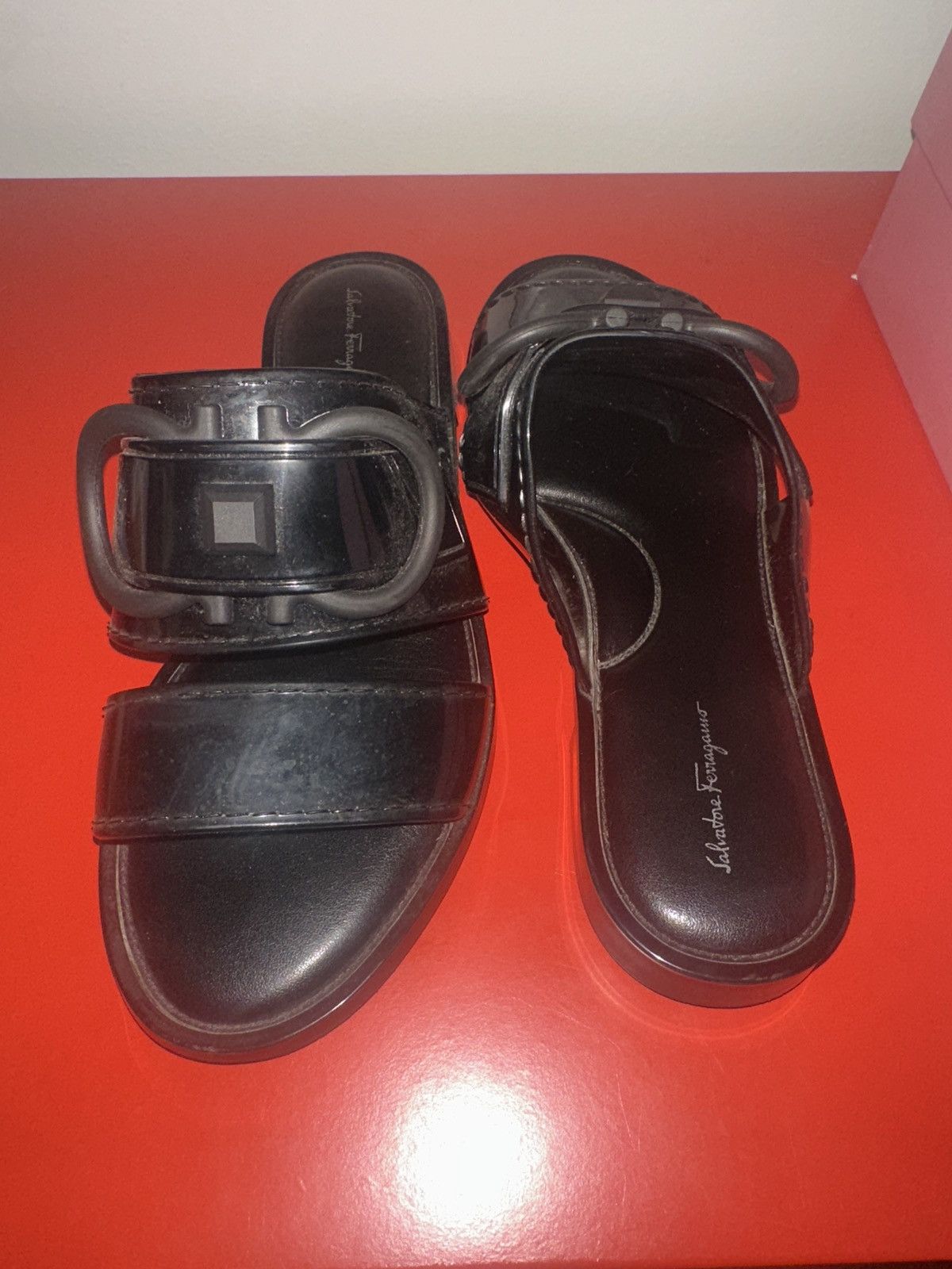 Salvatore Ferragamo Taryn Flat PVC Sandals Size US 10 / IT 40 - 5 Thumbnail