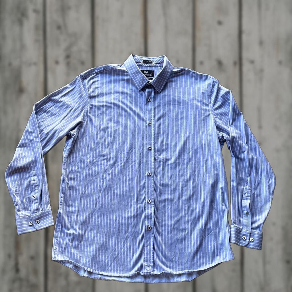 Vintage Buttercloth Shirt Mens 2XL Blue Button-Up Icy Cotton Stretch Preppy Career Size US XXL / EU 58 / 5 - 1 Thumbnail