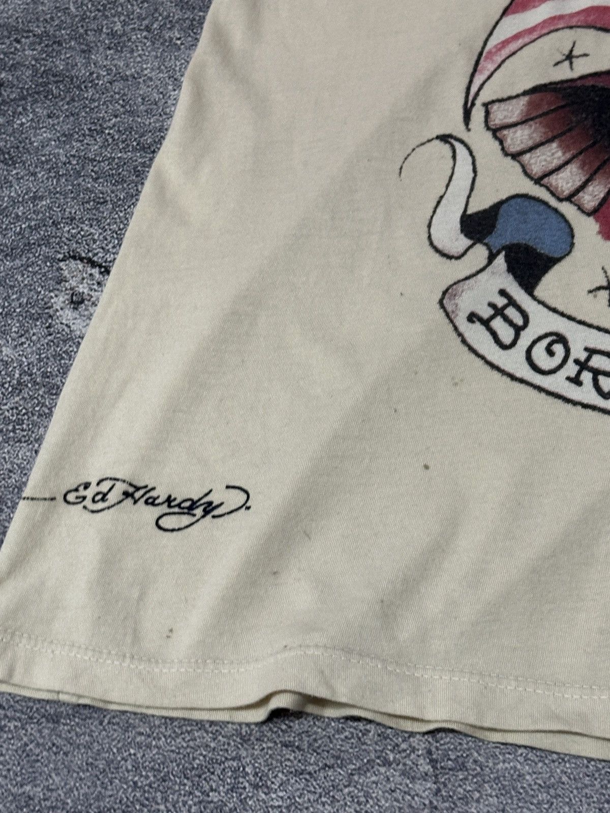 Ed Hardy Ed Hardy Born Free Eagle American Flag Graphic Tee Cream M Size US M / EU 48-50 / 2 - 4 Thumbnail