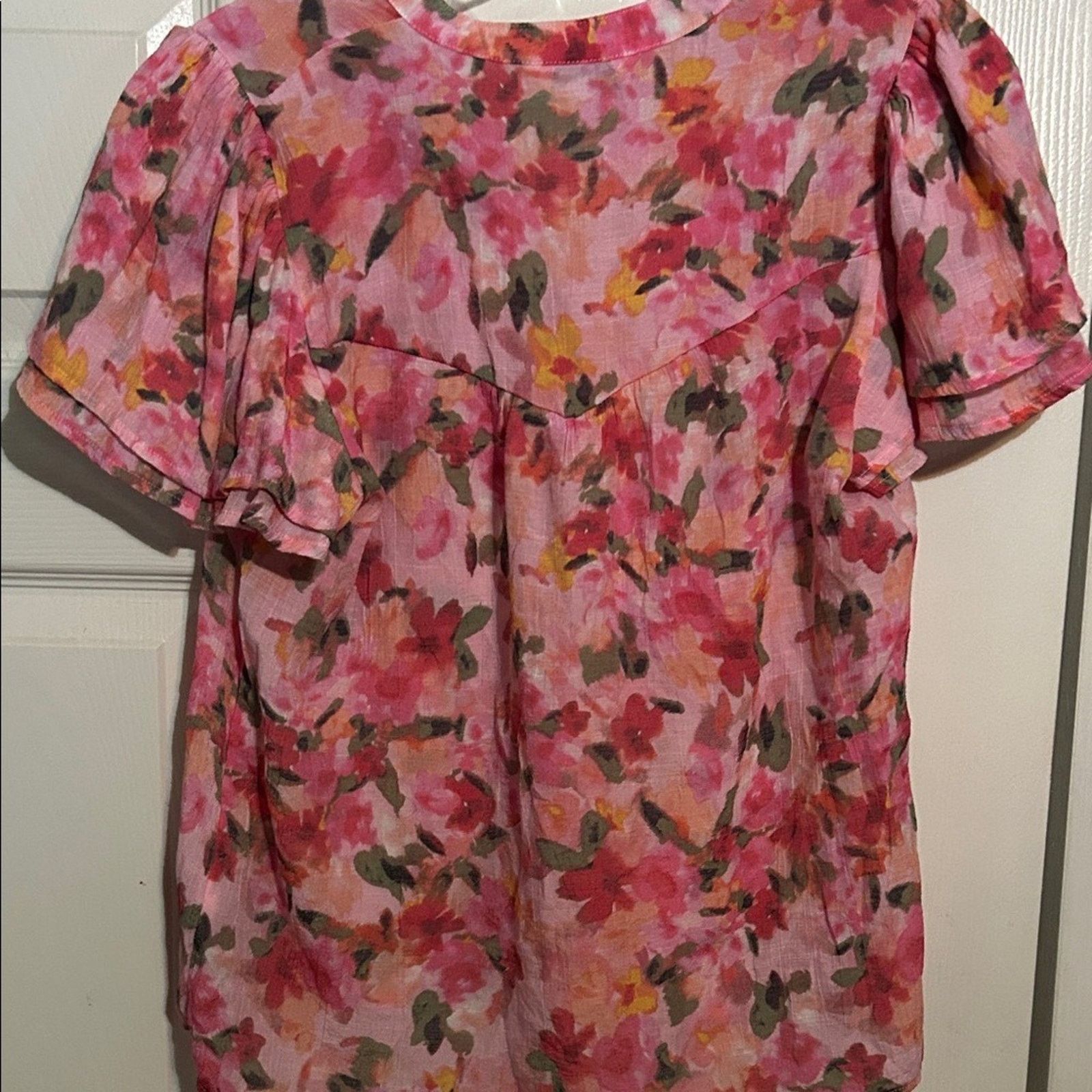 Nanette Lepore Nanette Lepore Pink and Green Floral Blouse Size M / US 6-8 / IT 42-44 - 3 Thumbnail