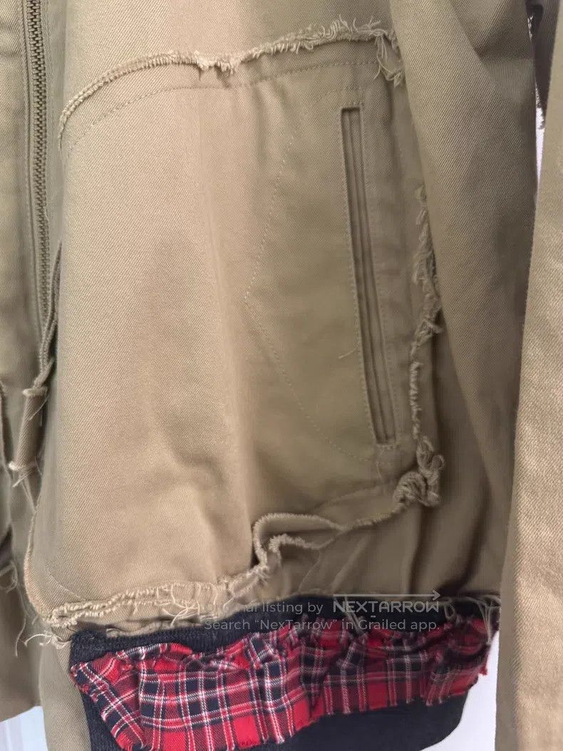 Vetements VETEMENTS Plaid Patchwork Khaki Destroyed Fringe Harringto Size US L / EU 52-54 / 3 - 3 Thumbnail