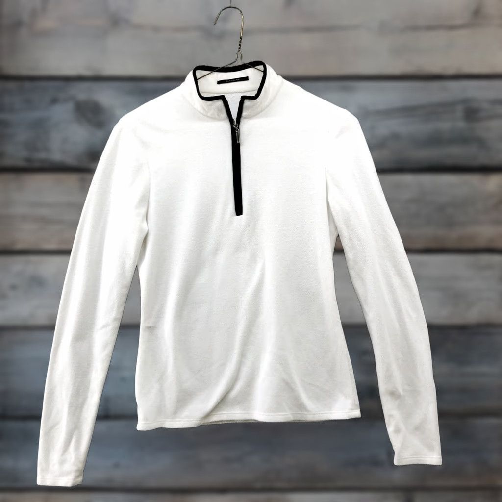 Elie Tahari Elie Tahari 1/4 Zip Fleece Pullover Womens S White Lightweight Active Shirt Pullover Sports Mock Neck Casual Modern – Mens? Size S / US 4 / IT 40 - 1 Thumbnail