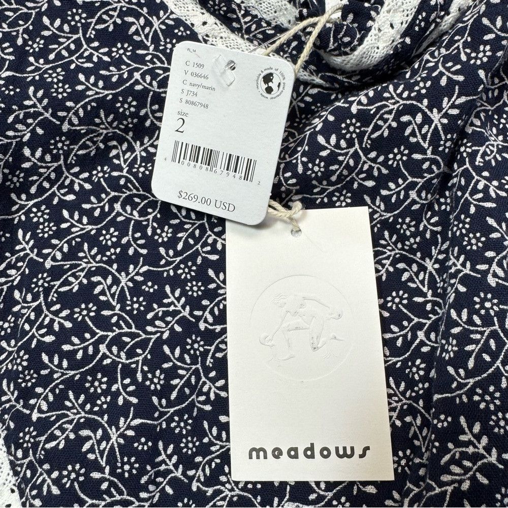 NWT New $269 Anthropologie Meadows Amaryllis Floral Navy Ma