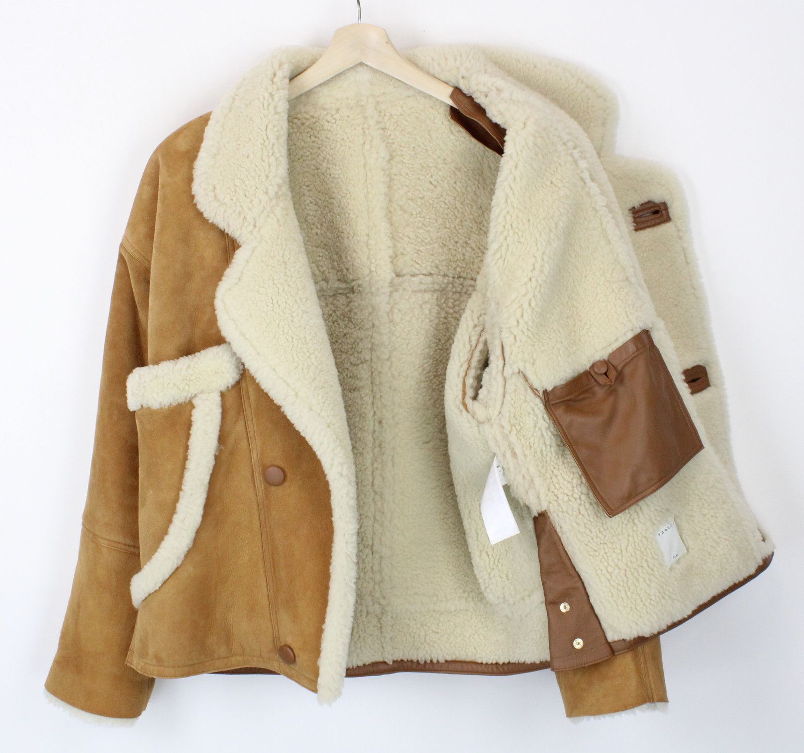Sandro SANDRO Royal Jacket Women's LARGE Shearling Button Up Size L / US 10 / IT 46 - 4 Thumbnail