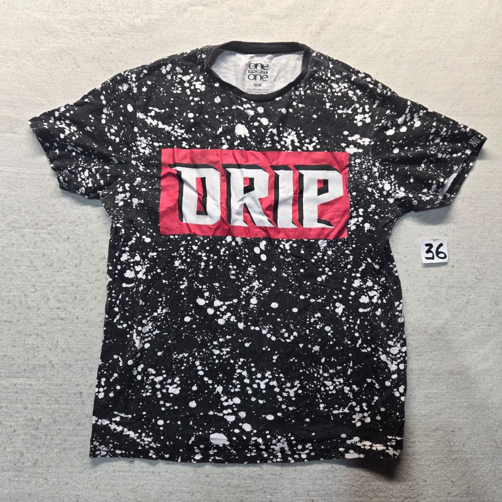 Gildan Drip Graphic Black White Splatter Tee Shirt Short Sleeve Men M Medium Black Size US M / EU 48-50 / 2 - 2 Thumbnail