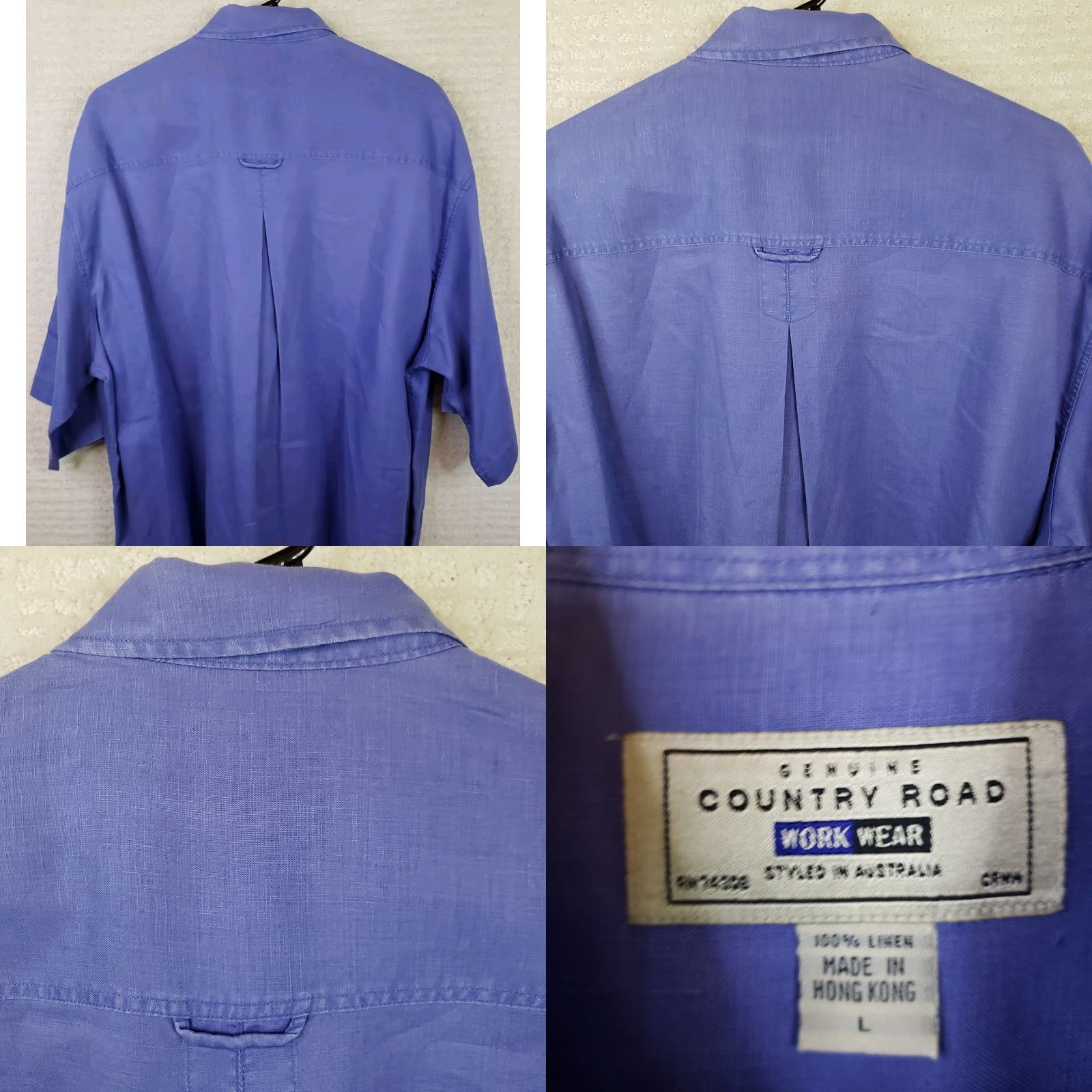 Country Road Country Road Shirt Men's L Blue Linen Plaid Button Up Short Sleeve Lightweight Size US L / EU 52-54 / 3 - 8 Thumbnail