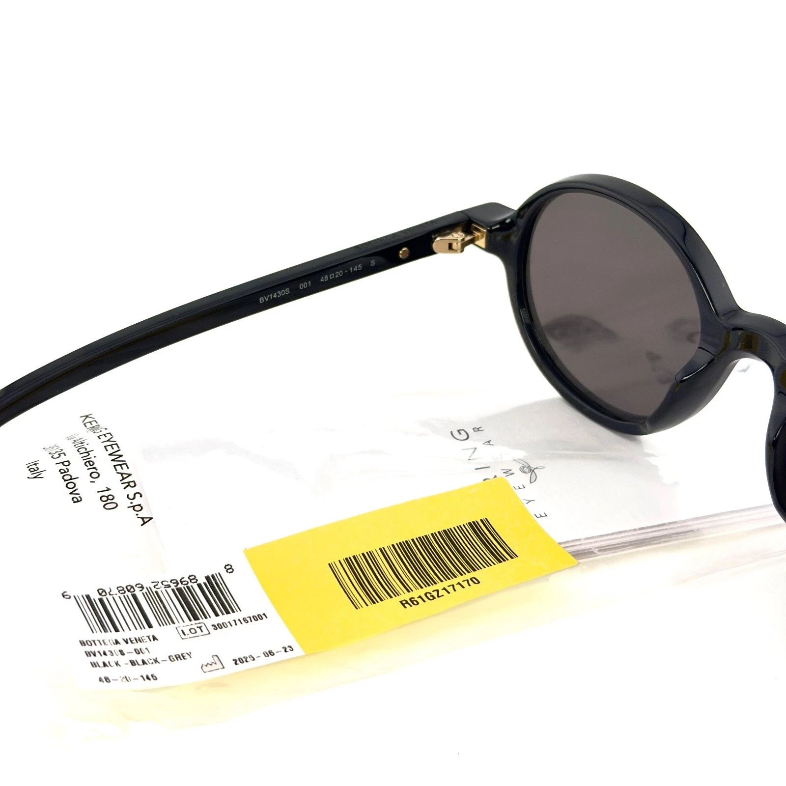 Bottega Veneta BOTTEGA VENETA 1430 BV1430S Black Classic Round Sunglass 001 Size ONE SIZE - 6 Thumbnail