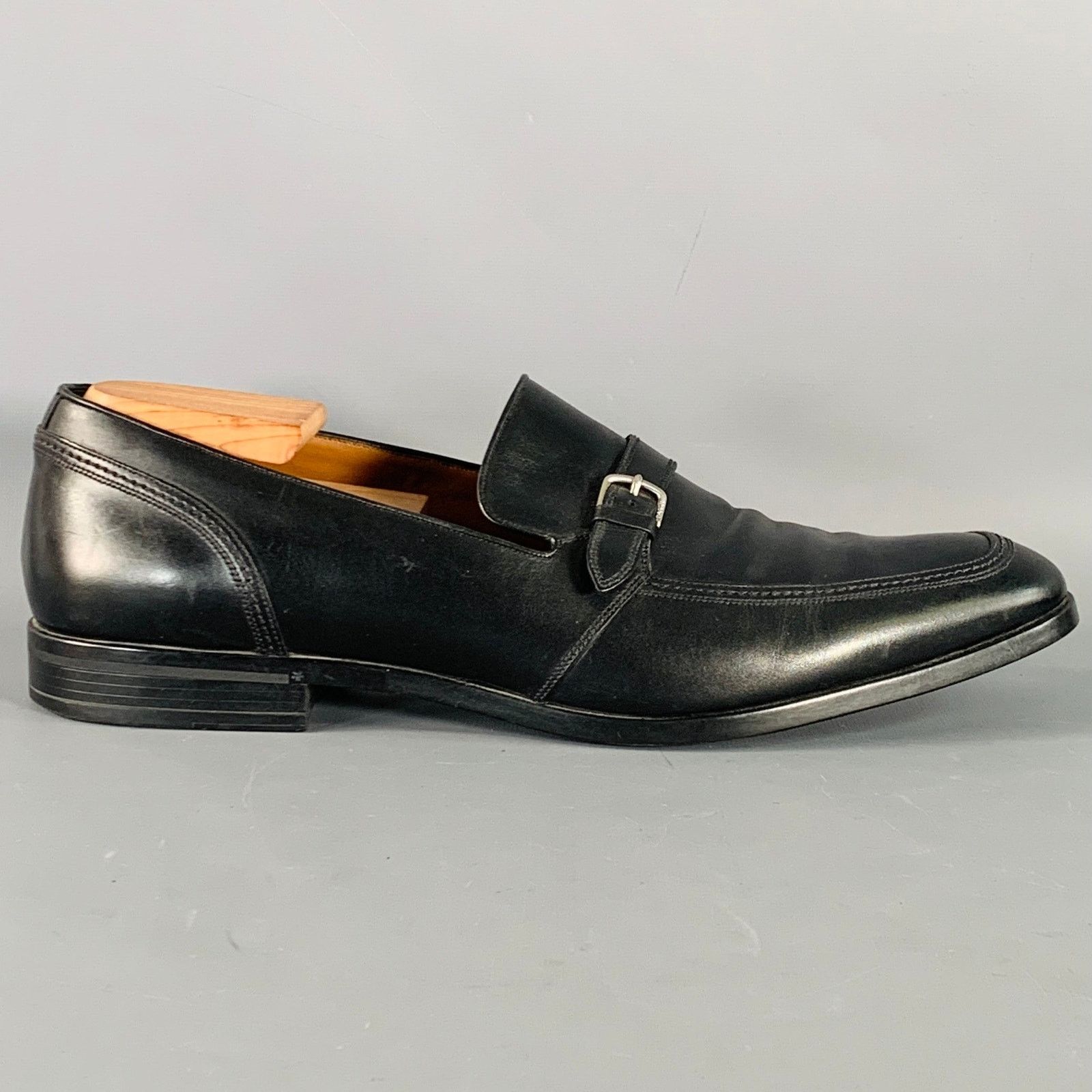 Bally BALLY Size 12 Lavoli Black Silver Leather Buckle Loafers Size US 12 / EU 45 - 2 Thumbnail