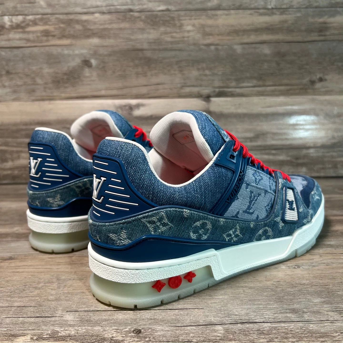 Louis Vuitton LV Trainer China Exclusive Blue Denim AO Print UK6/40 97 New Size US 7 / EU 40 - 3 Thumbnail