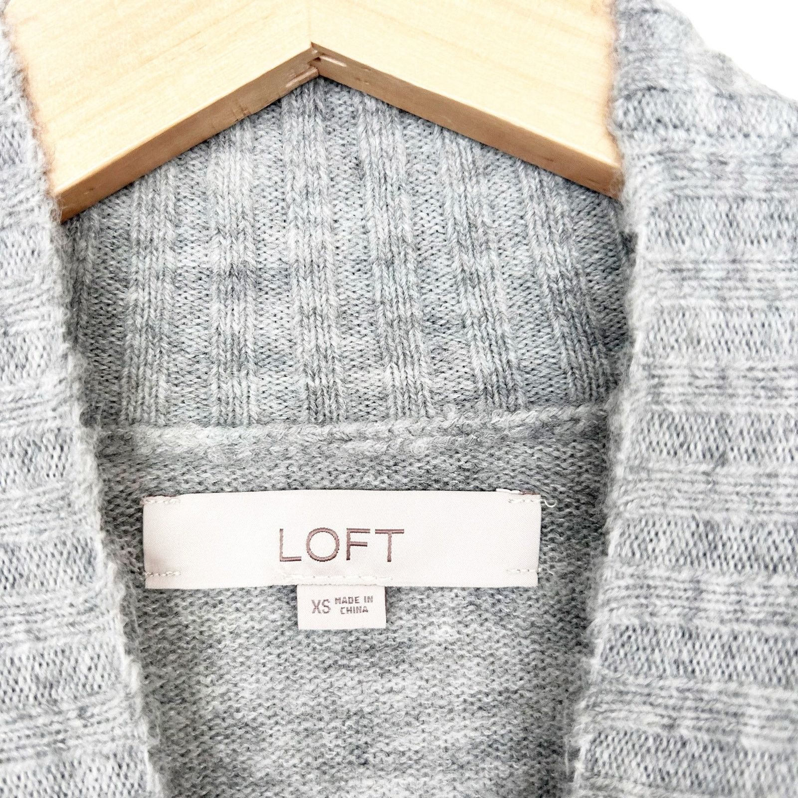 Loft Loft Wool Blend Gray Checkered Sweater Sz XS Size XS / US 0-2 / IT 36-38 - 2 Thumbnail