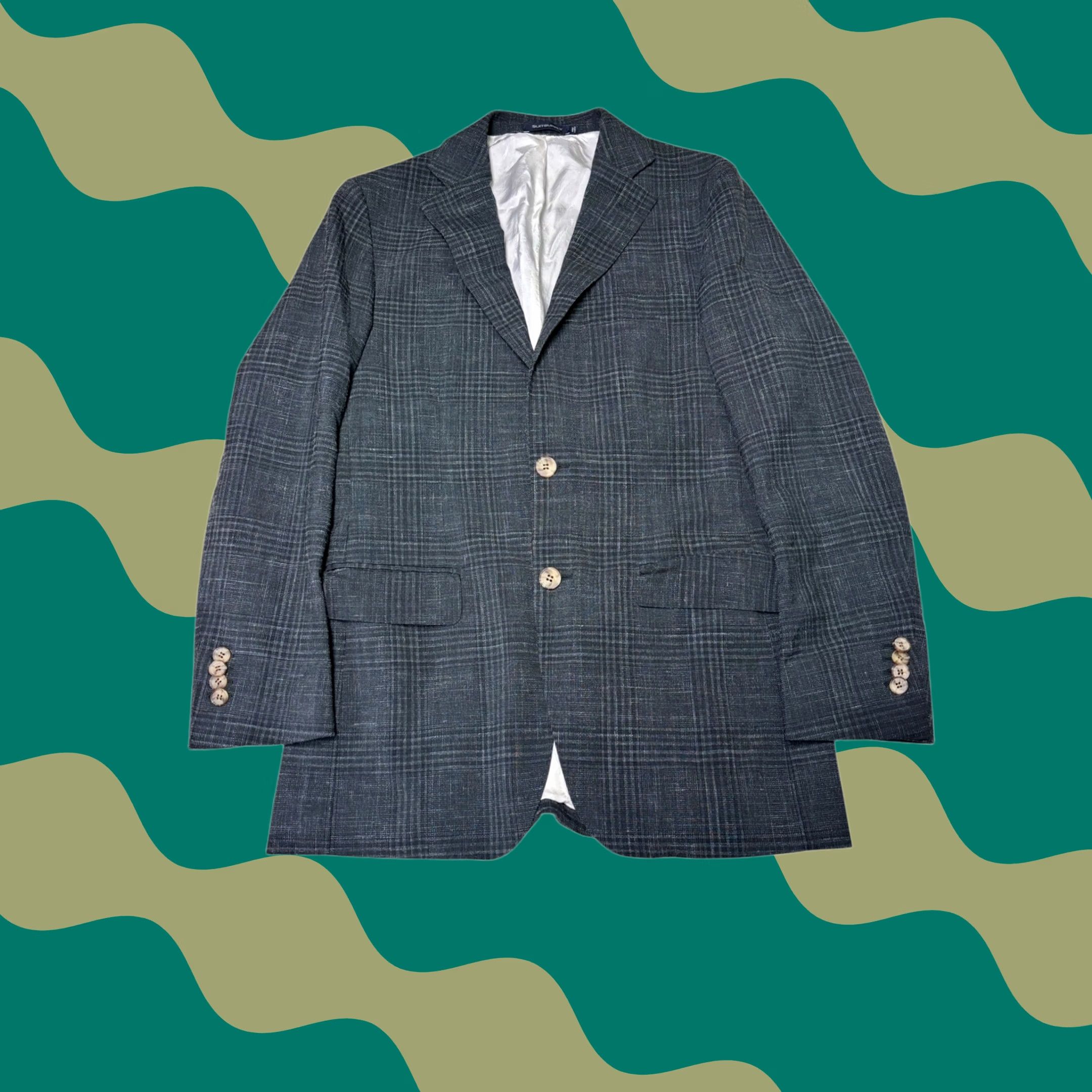 Suitsupply Suitsupply Suit 2 Piece Plaid Slim Wool Silk Linen 46 Regular Gray Men’s Formal Business Winter 30W 31L Size 46R - 1 Thumbnail