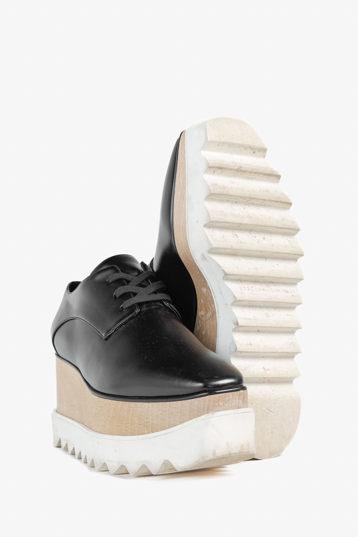 Stella McCartney Stella McCartney Elyse Black Vegan-Leather Lace-Up Platforms Size US 7.5 / IT 37.5 - 4 Thumbnail