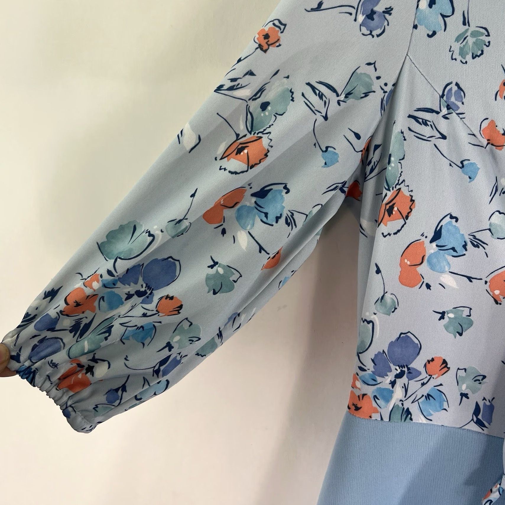 Vintage VINTAGE Linda Mathews Floral Tie Dress 70s Blues Womens L Knee Length 3/4 Sleeve Ballon Sheath Kaftan - Party Wedding Casual Size L / US 10 / IT 46 - 5 Thumbnail
