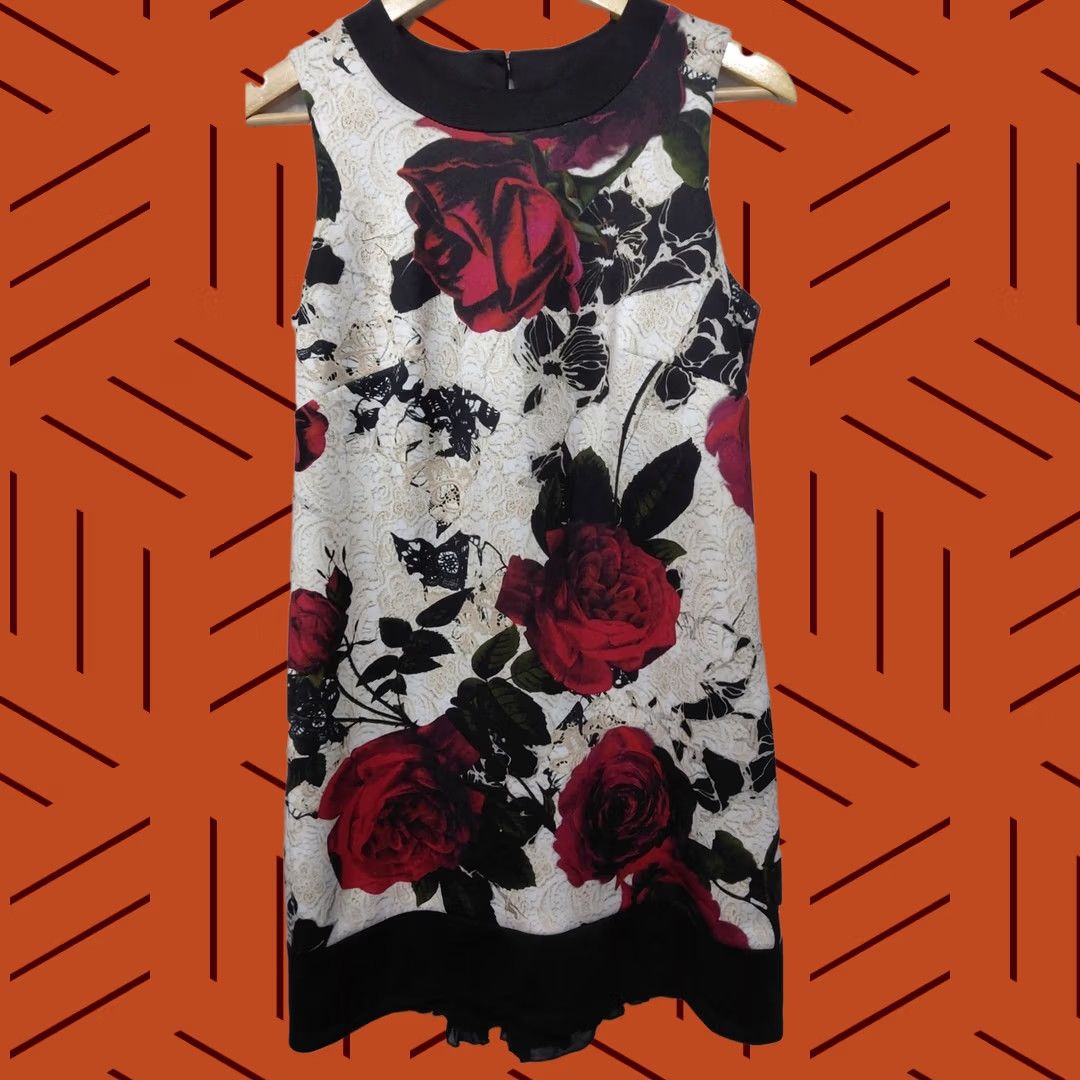 Vintage RINASCIMENTO Red Floral Sleeveless Dress - Italy Lightweight Size S Size S / US 4 / IT 40 - 1 Thumbnail