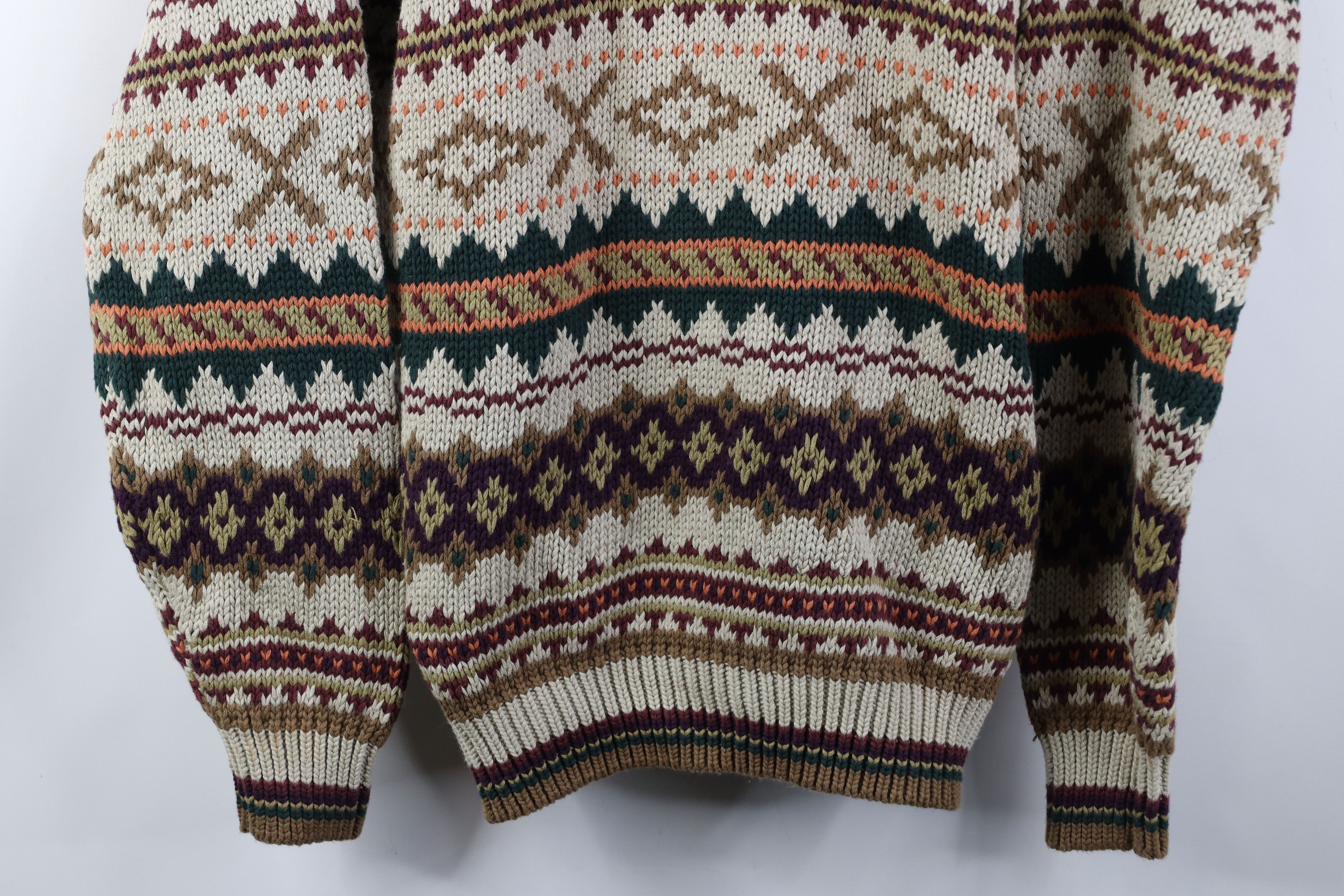 Vintage Deadstock Vintage 90s Streetwear Fair Isle Sweater Cotton Size US L / EU 52-54 / 3 - 3 Thumbnail