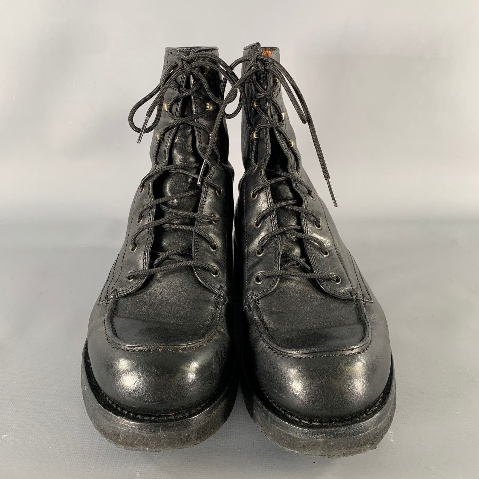 Gucci GUCCI Size 11.5 Black Solid Leather Military Boots Size US 11.5 / EU 44-45 - 4 Thumbnail