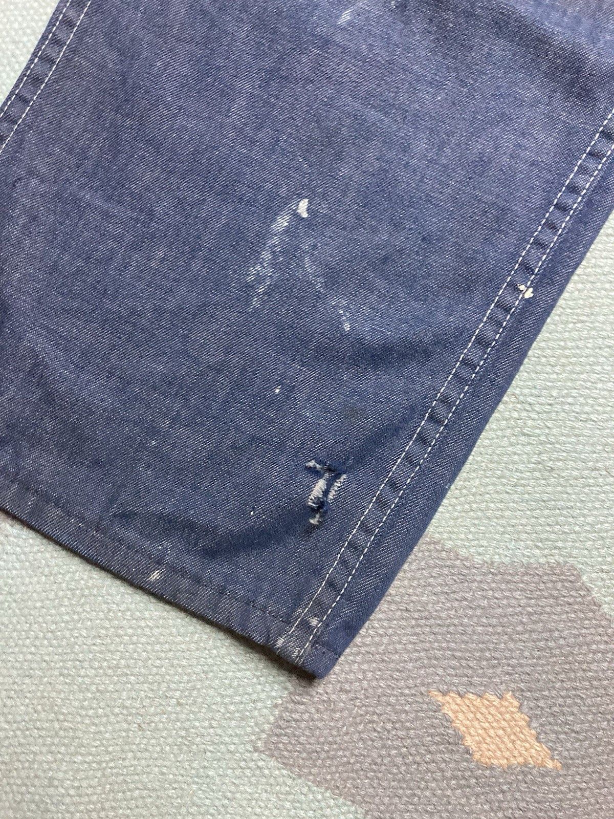 Vintage 70s sears denim carpenter jeans distressed paint AS IS 33x32 Size US 33 - 3 Thumbnail
