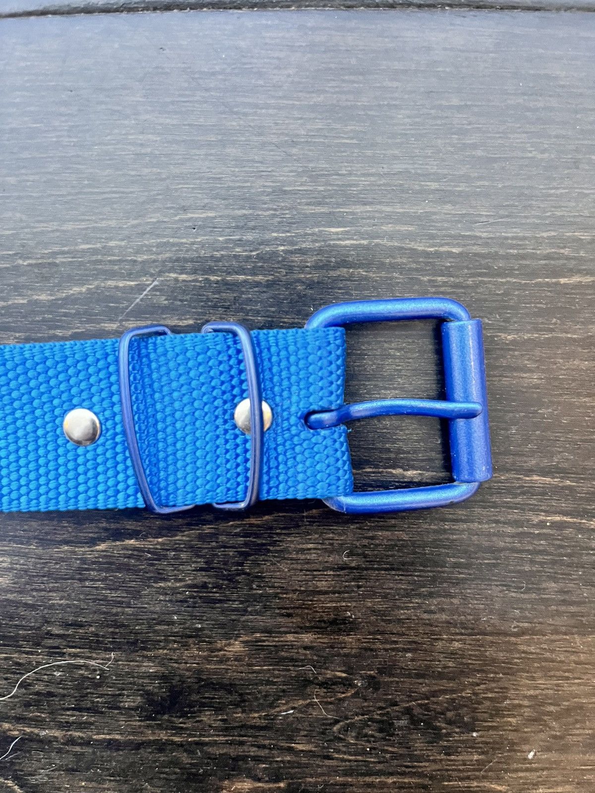 Helmut Lang Blue Web Belt with Anodized Buckle Size 26 - 3 Thumbnail