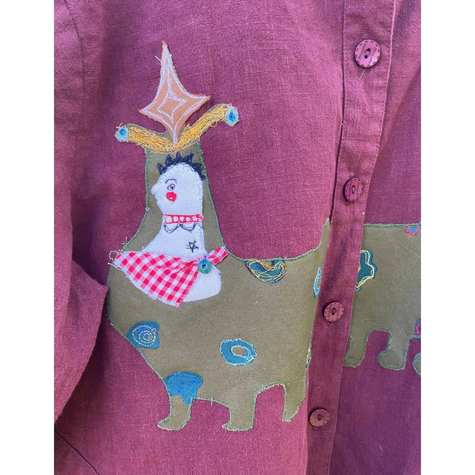 Handmade XXL Upcycled Oversized Shirt | Boho Maximalist Reworked Size XXL / US 16-18 / IT 52-54 - 3 Thumbnail
