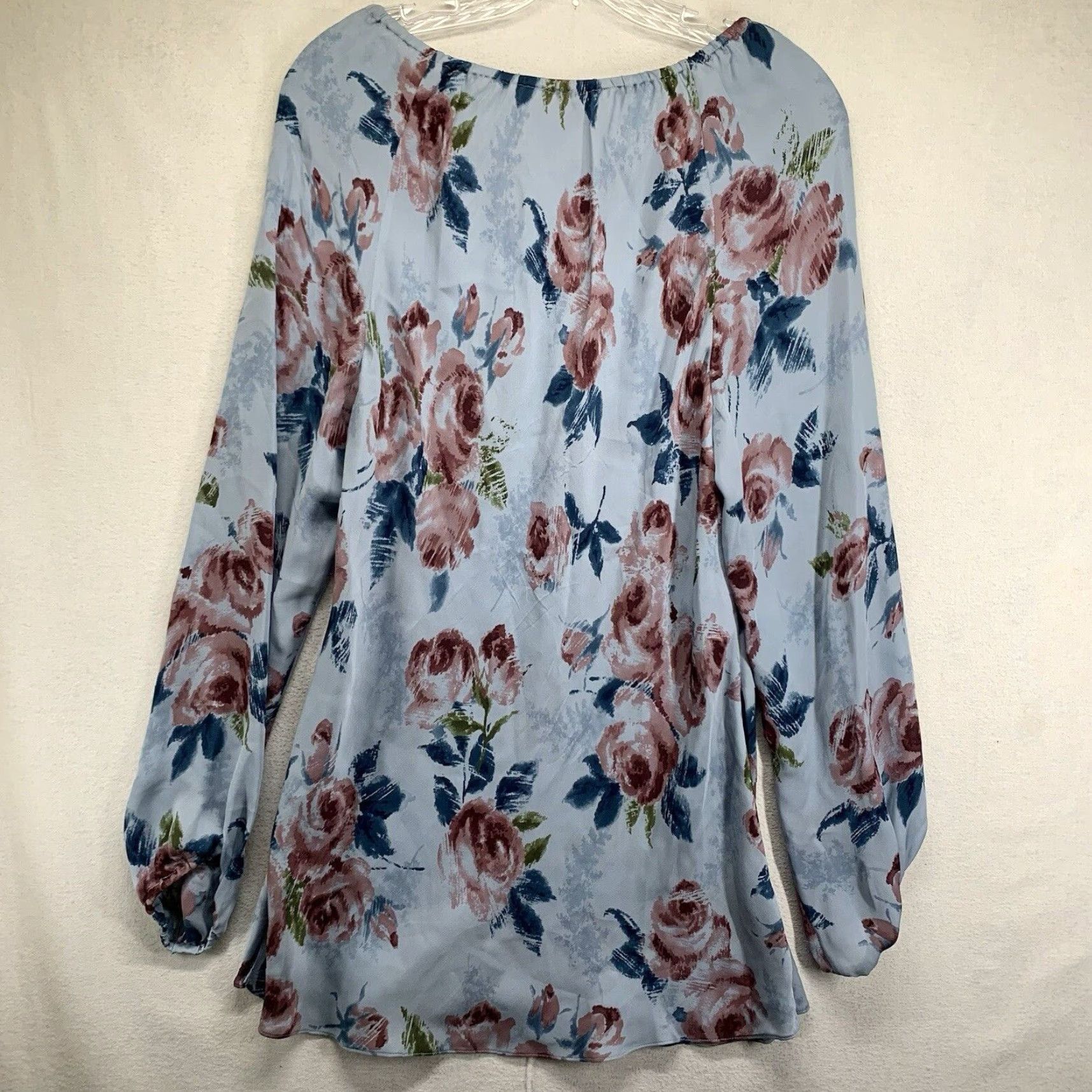 Vintage VINTAGE Josephine Chaus Silk Blouse Women’s All Over Flower Print Size 12 Blue Sheer 90s Bohemian Casual Size XL / US 12-14 / IT 48-50 - 2 Thumbnail