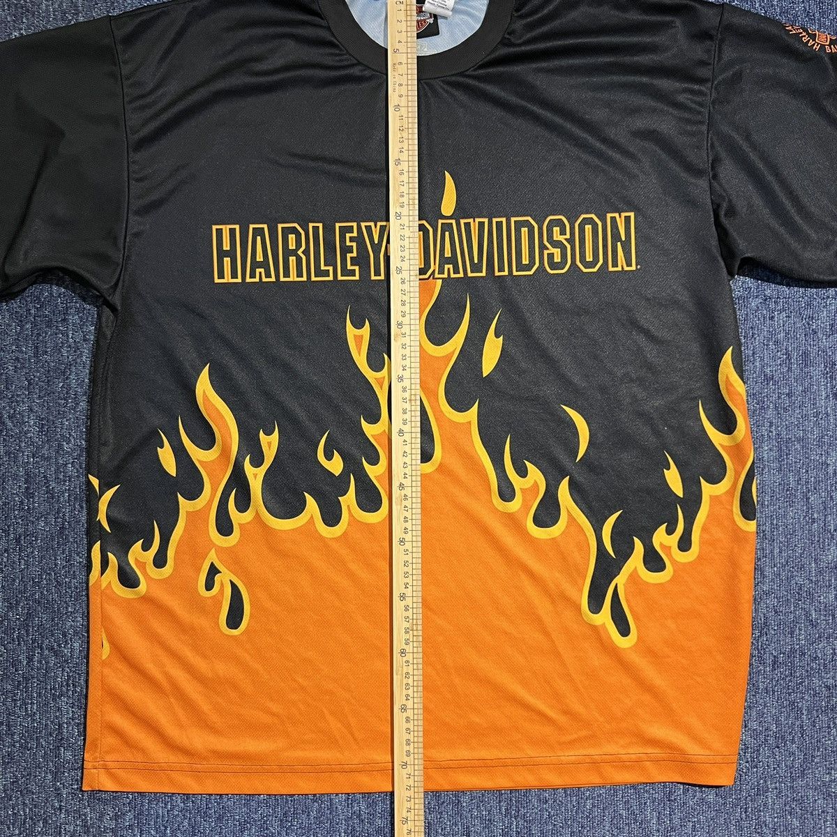 Harley Davidson Vintage 00s HARLEY DAVIDSON Flame AOP T Shirt Size US XL / EU 56 / 4 - 7 Thumbnail
