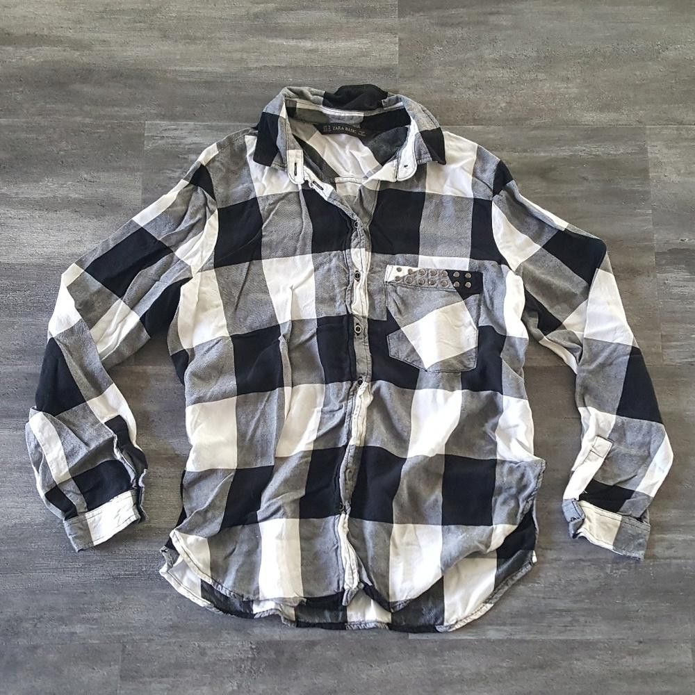 Zara White Black Checkerboard Zara Button Down Size M / US 6-8 / IT 42-44 - 1 Thumbnail