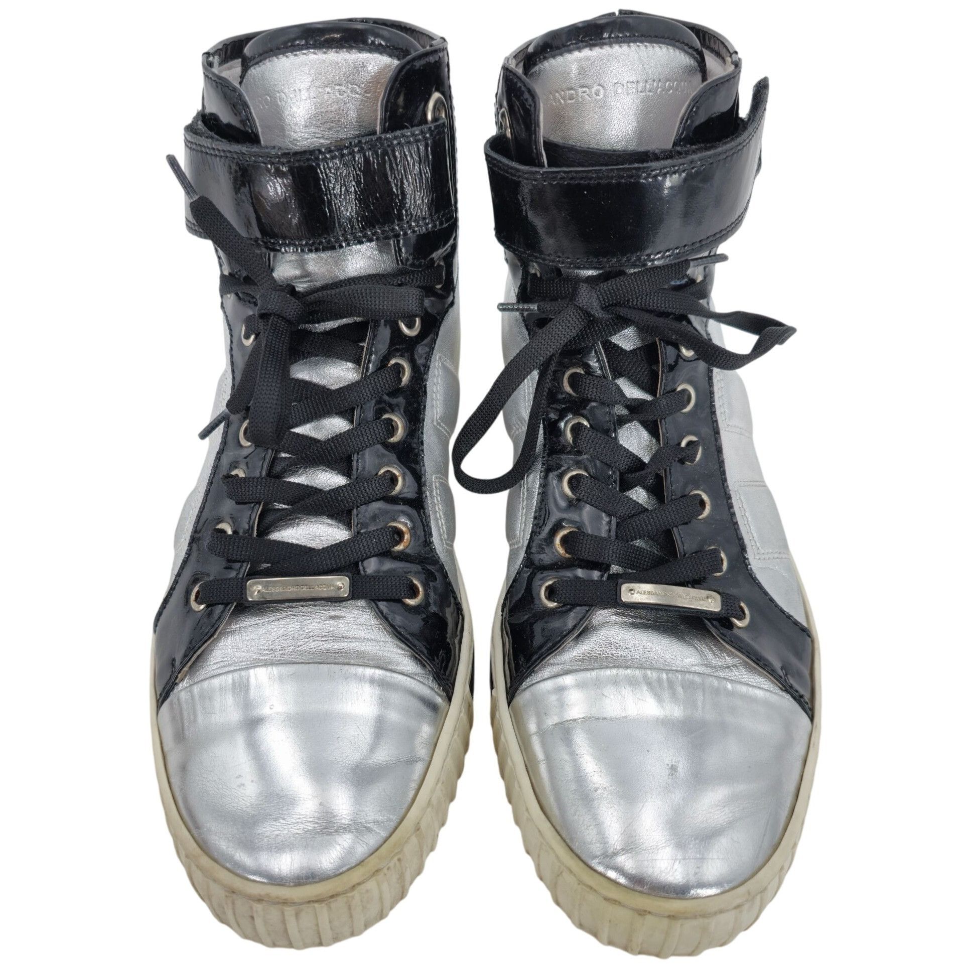 Alessandro Dell'acqua Alessandro Dell'Acqua Black Silver Metallic Fashion High-top Size US 10.5 / EU 43-44 - 2 Thumbnail