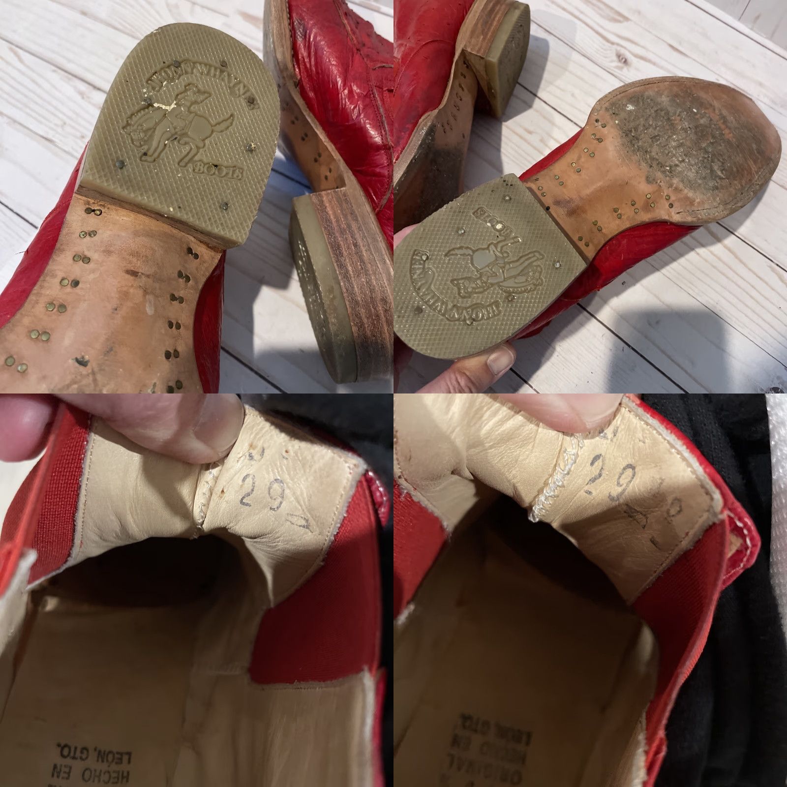 Skin VINTAGE John Wayne JOHN WHAYNEE Cowboy Boots Men 10 Red Alligator Pattern Square Toe Pull On Cowboy Boots Mens 10 Red 90s Size US 10 / EU 43 - 8 Thumbnail