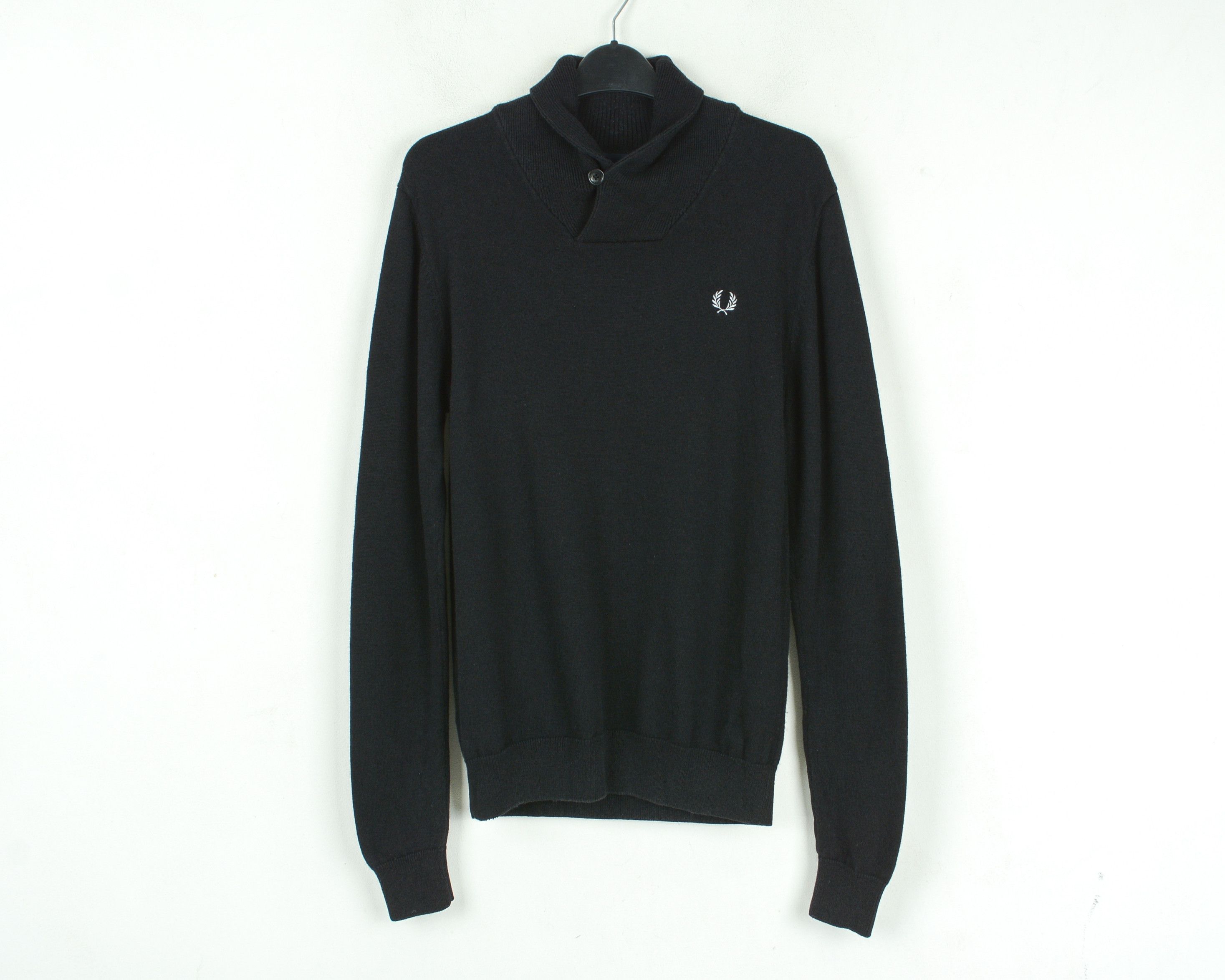 Fred Perry Merino Wool Cotton Jumper Pullover Sweater Sweatshirt Black Size US S / EU 44-46 / 1 - 1 Thumbnail