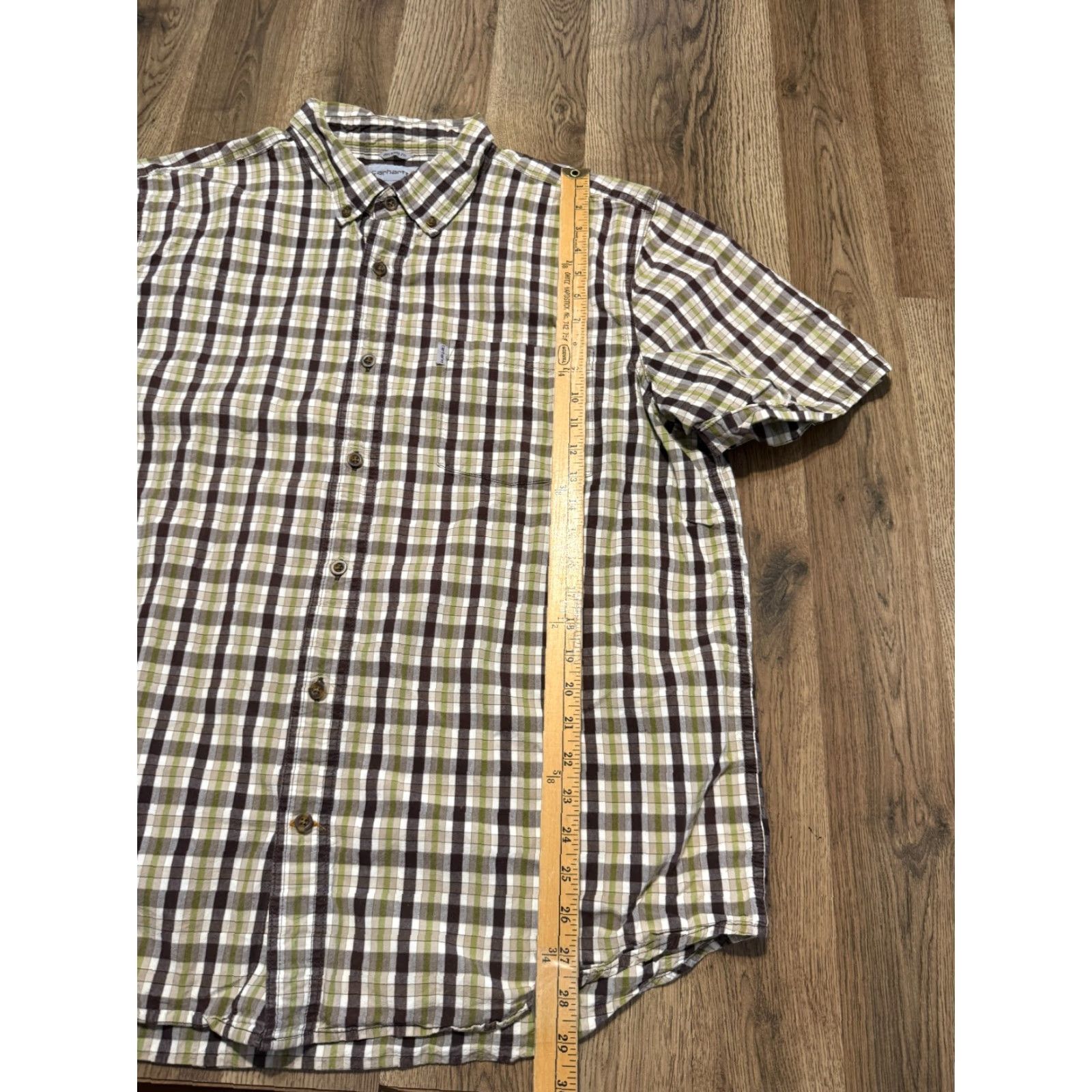 Carhartt Carhartt Shirt Mens 2XL Green Short Sleeve Plaid Pockets Button Up Shirt Size US XXL / EU 58 / 5 - 6 Thumbnail