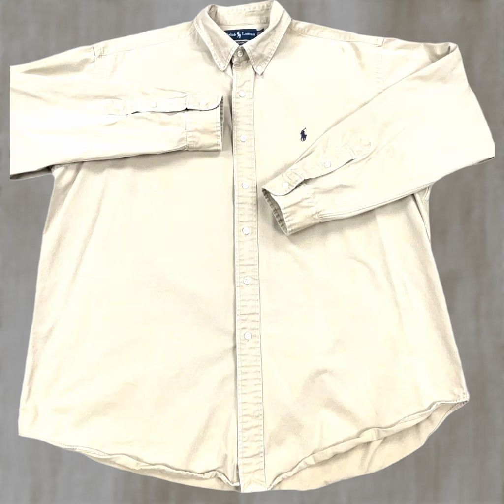 Ralph Lauren Ralph Lauren Shirt Men XL Tan Brown Button Up Twill Denim VTG Y2K Button-Front Casual Classic Size 46R - 1 Thumbnail
