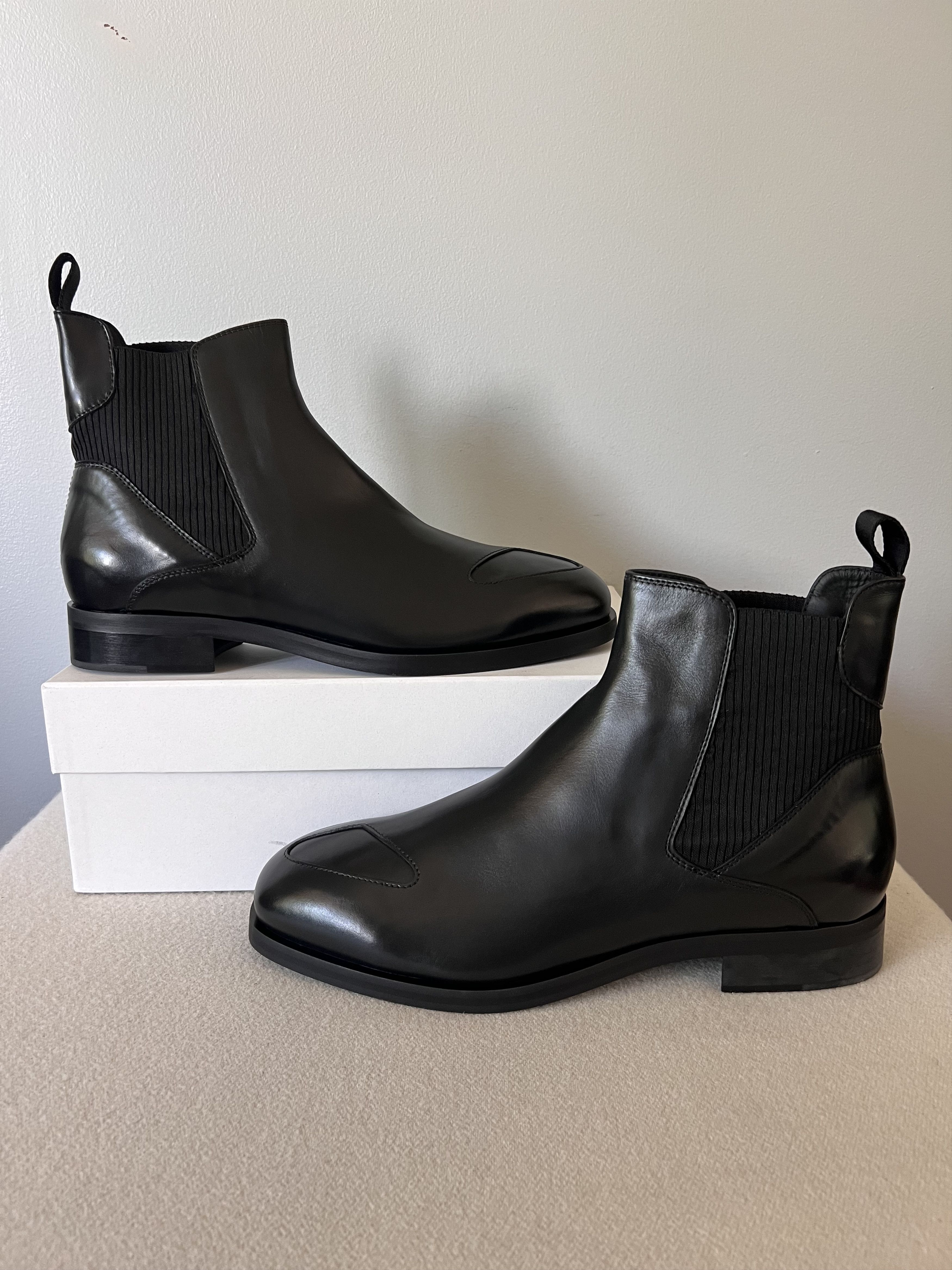 _J.L-A.L_ JLAL Perlin Chelsea Boots in Black Leather Size US 13 / EU 46 - 2 Thumbnail